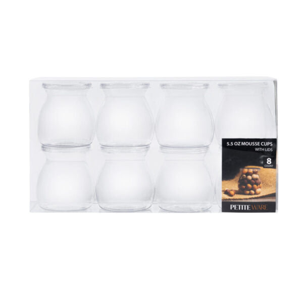 5.5 oz Clear Plastic Mousse Cups with Snap Lids - 8 Pack | Perfect for Desserts, Parfaits, and Party Snacks | BPA-Free & Reusable