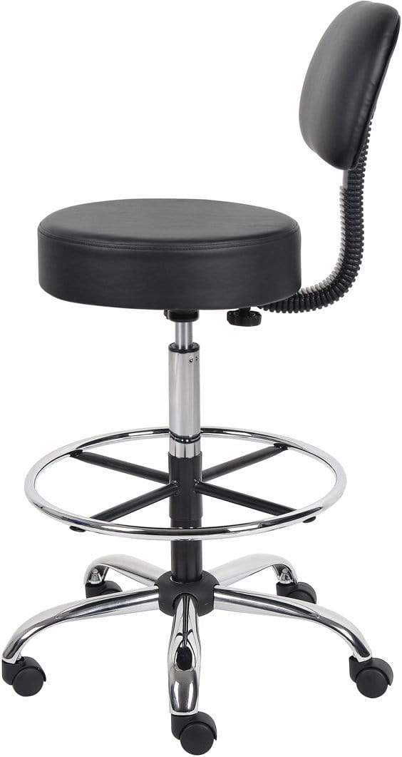 Ergonomic Boss Caressoft Medical Drafting Stool with Adjustable Height & Lumbar Support Back Cushion [B16245 BG] - Perfect for Doctors, Dentists, Tattoo Artists & Home Office Workspaces