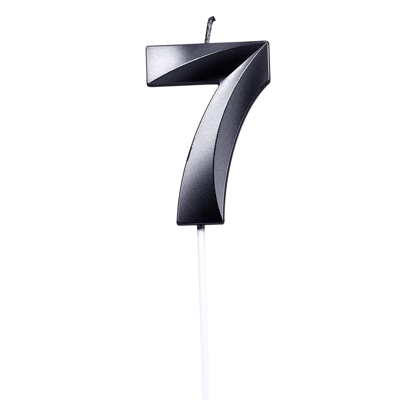 AIEX 2.76 Inch 3D Number Birthday Candles for Cake - Large Cake Topper Decorations for Birthday Parties, Weddings, Anniversaries & Graduations (Black, Number 7) | Perfect for Celebration Cakes, Cupcakes & Dessert Displays