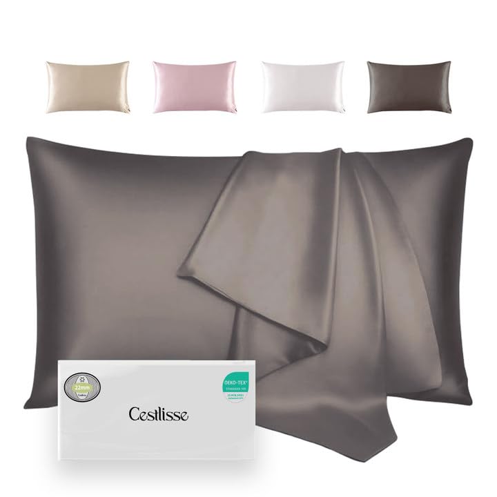 Pure Silk Pillowcase with Zipper for Hair & Skin Care - Soft & Smooth Queen Size 20
