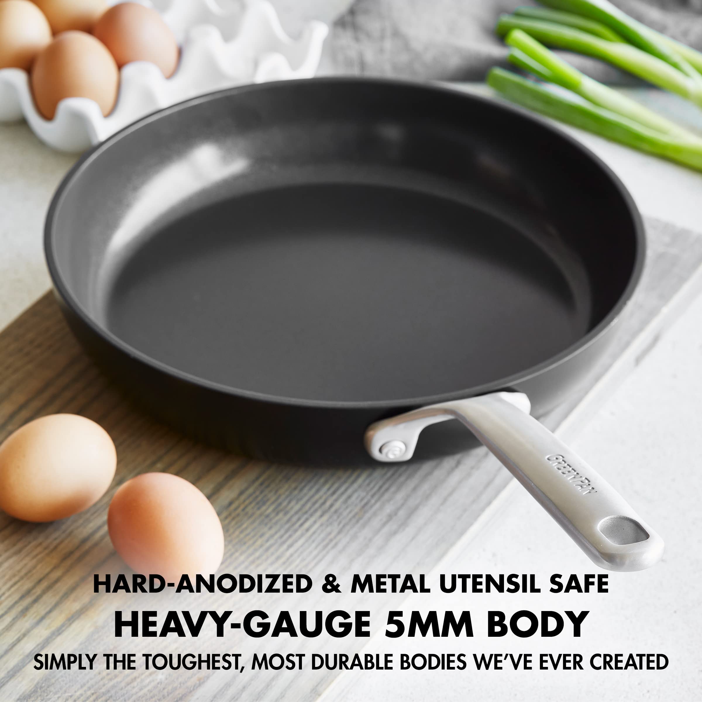 **GreenPan GP5 Healthy Ceramic Nonstick 10-Inch Frying Pan – Hard Anodized, Scratch-Resistant, Induction Compatible, Oven Safe & PFAS-Free – Perfect for Sautéing, Frying & Baking (Black)**