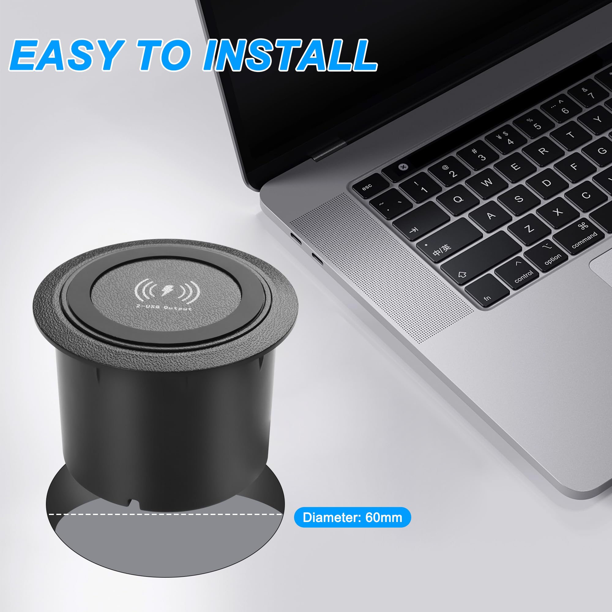 XMSJSIY 3-in-1 Wireless Charging Station - 10W Fast Wireless Charger with Dual USB Ports for iPhone, Samsung & Smartphones - Perfect for Bedside, Office Desk & Home Furniture (Black)