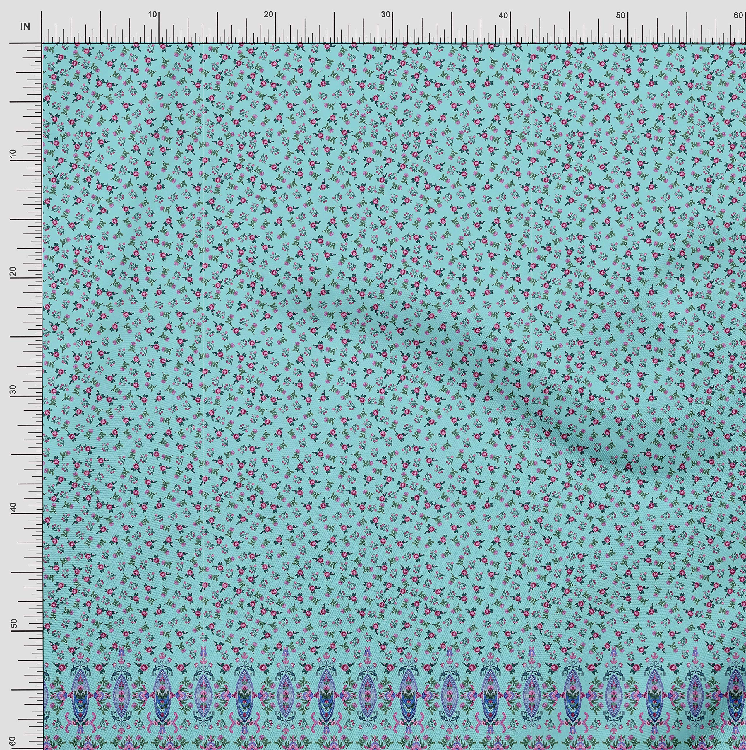 Soimoi Rayon Green Fabric by The Yard - 42 Inch Wide Floral & Leaves Panel Material - Nature's Tapestry Printed Fabric for Dresses, Curtains, DIY Crafts & Home Decor