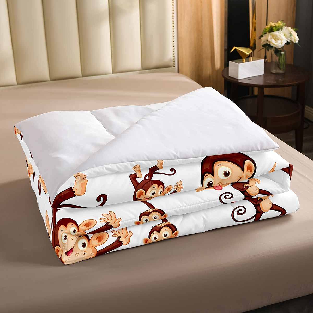 Cute Monkey Comforter Set for Kids - Cartoon Animal Bedding with 2 Pillowcases, Full Size - Perfect for Boys & Girls Bedroom Decor, Birthday Gifts, and Nursery Themes