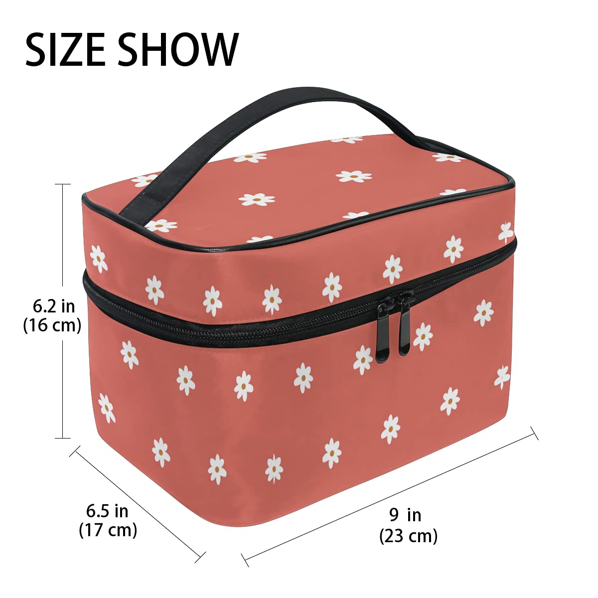 Red Chrysanthemum Seamless Cartoon Makeup Bag - Cute Zippered Cosmetic Organizer Pouch for Women & Girls | Perfect for Travel, Gym, and Daily Beauty Essentials Storage