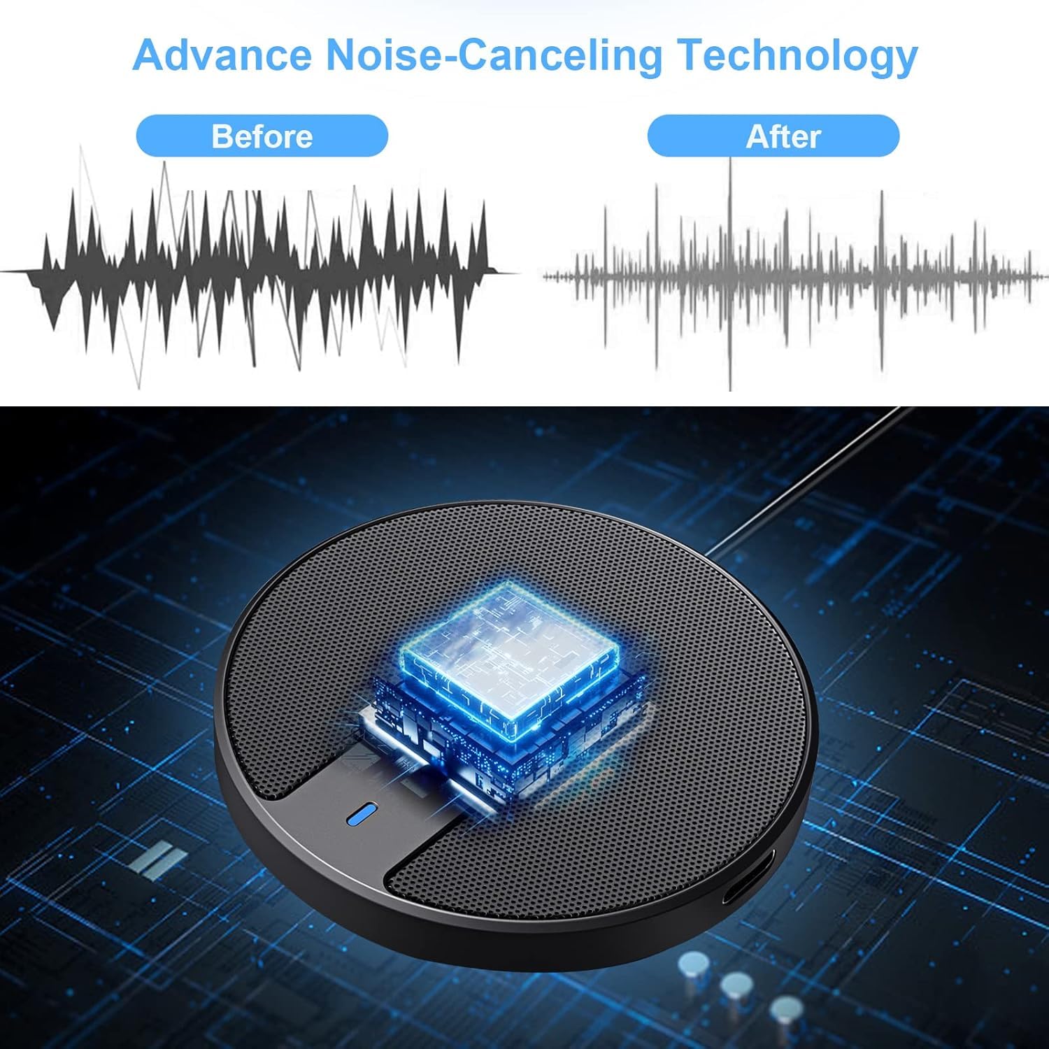 Veetop USB Conference Microphone for PC Laptop - 360° Omnidirectional Condenser Mic with Mute Button & Plug & Play - 3.5mm Aux Jack - Ideal for Zoom Meetings, Skype Calls, Webinars & Podcast Recording - Perfect for Home Office, Remote Work & Online Classes