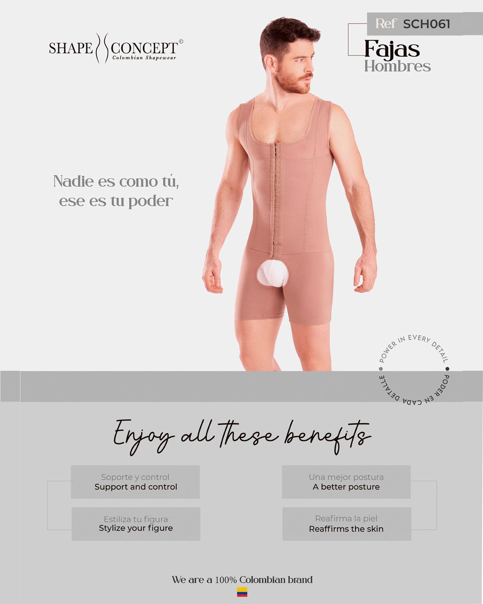 SHAPE CONCEPT Colombian Men's Shapewear - Slimming Girdle for Stomach Compression & Waist Trainer | Perfect for Body Shaping, Post-Surgery Recovery & Formal Events