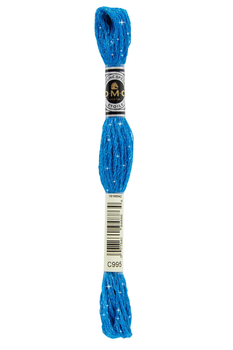 DMC C995 Mouliné Étoile Shimmer Embroidery Floss - Dark Electric Blue Thread for Cross Stitch, Needlepoint & Hand Embroidery - Perfect for DIY Crafts, Scrapbooking & Home Decor Projects