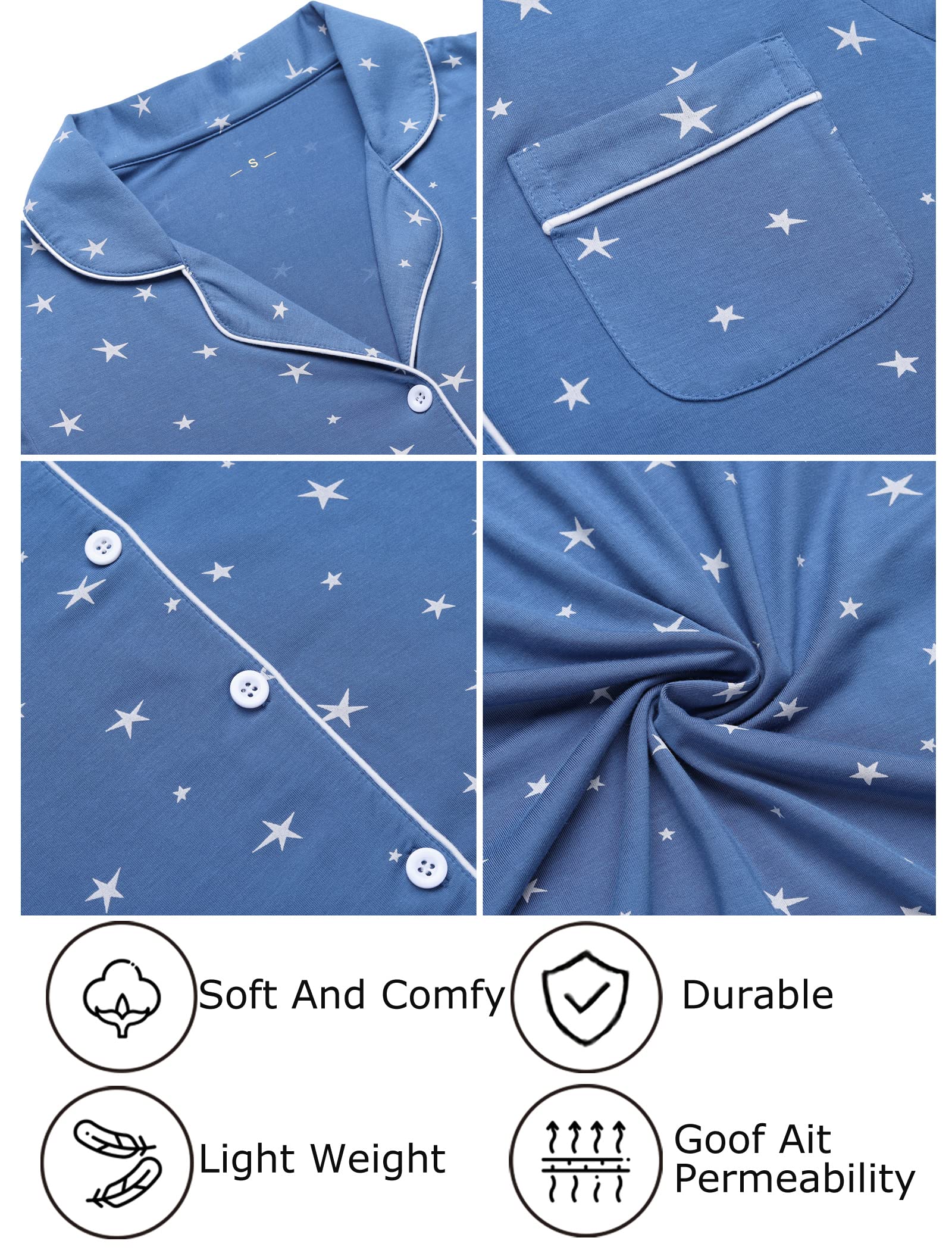 **Leikar Maternity Nightgown for Women - Nursing Pajamas Long Sleeve Sleepshirt - Soft & Comfortable for Pregnancy & Breastfeeding - Perfect for Nighttime & Postpartum Care**
