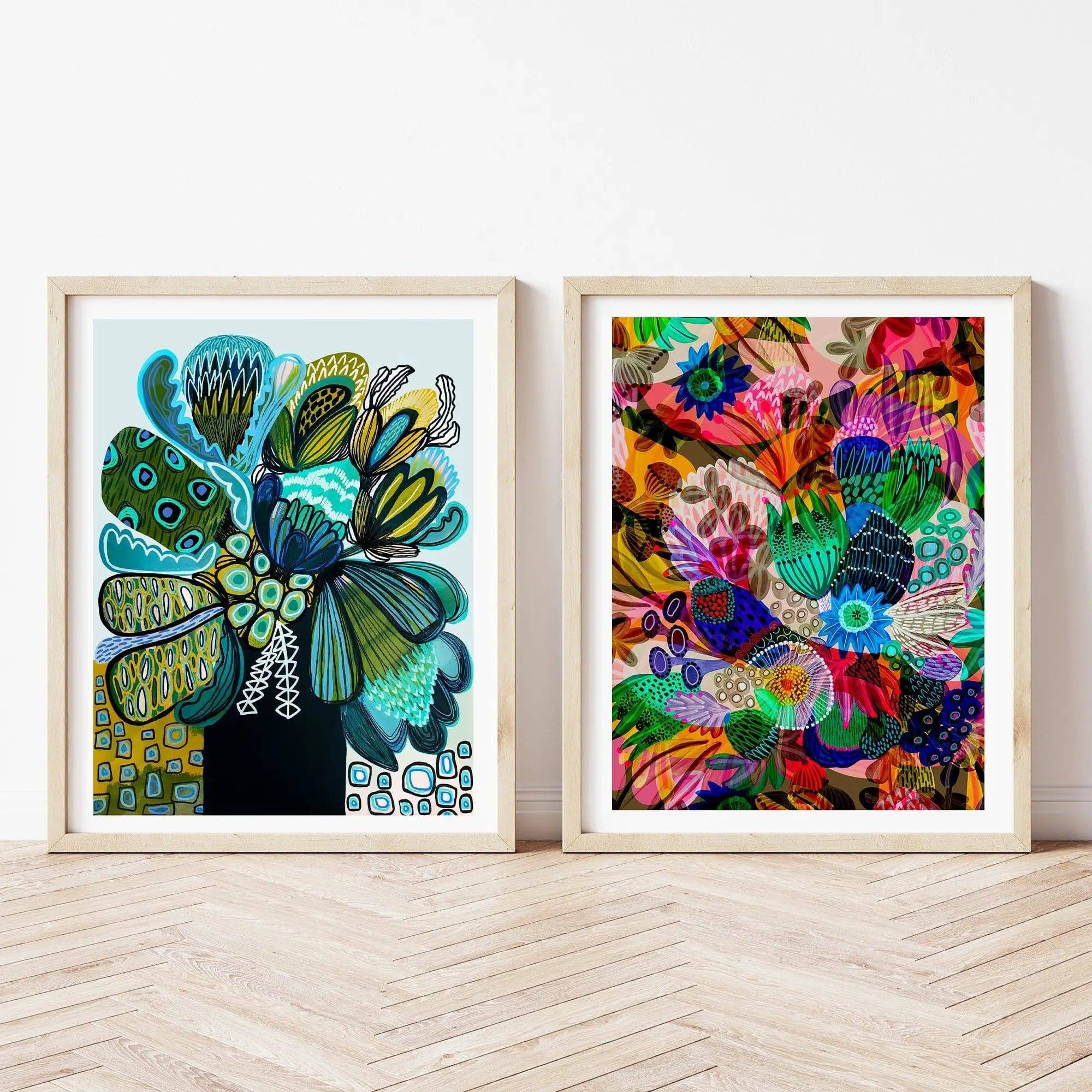 Azure Flowers and Garden of Eden Wall Art Prints - Stunning Botanical Canvas Paintings for Home & Office Decor | Perfect for Living Room, Bedroom, Kitchen Decor