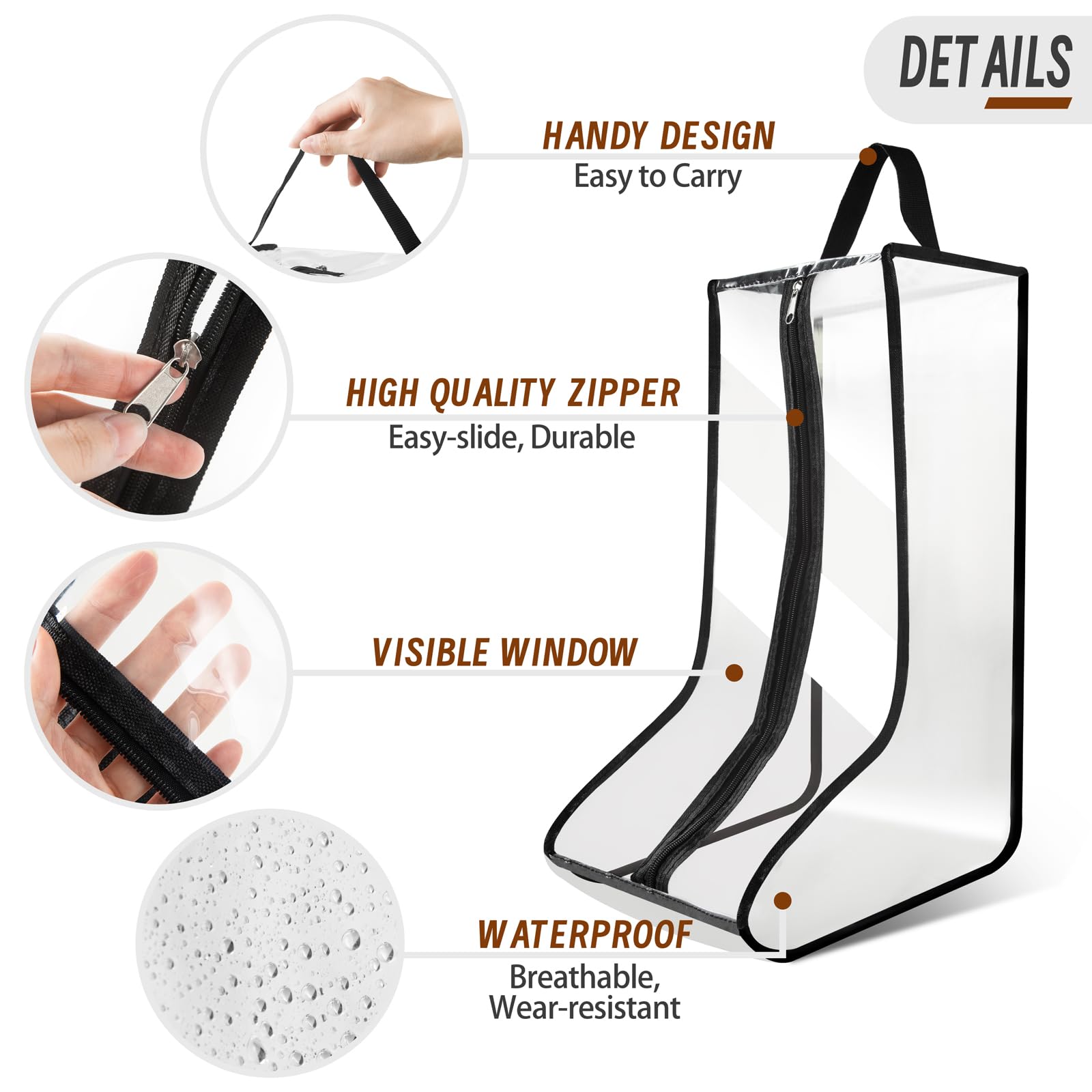 CiBiZi Waterproof Tall Boot Bags Organizer - 4 Pack Hanging Shoe Storage for Cowboy & Ski Boots | Portable Travel Shoe Bags for Men & Women | Dust-Free Boot Protection (Perfect for Travel, Storage & Outdoor Adventures)