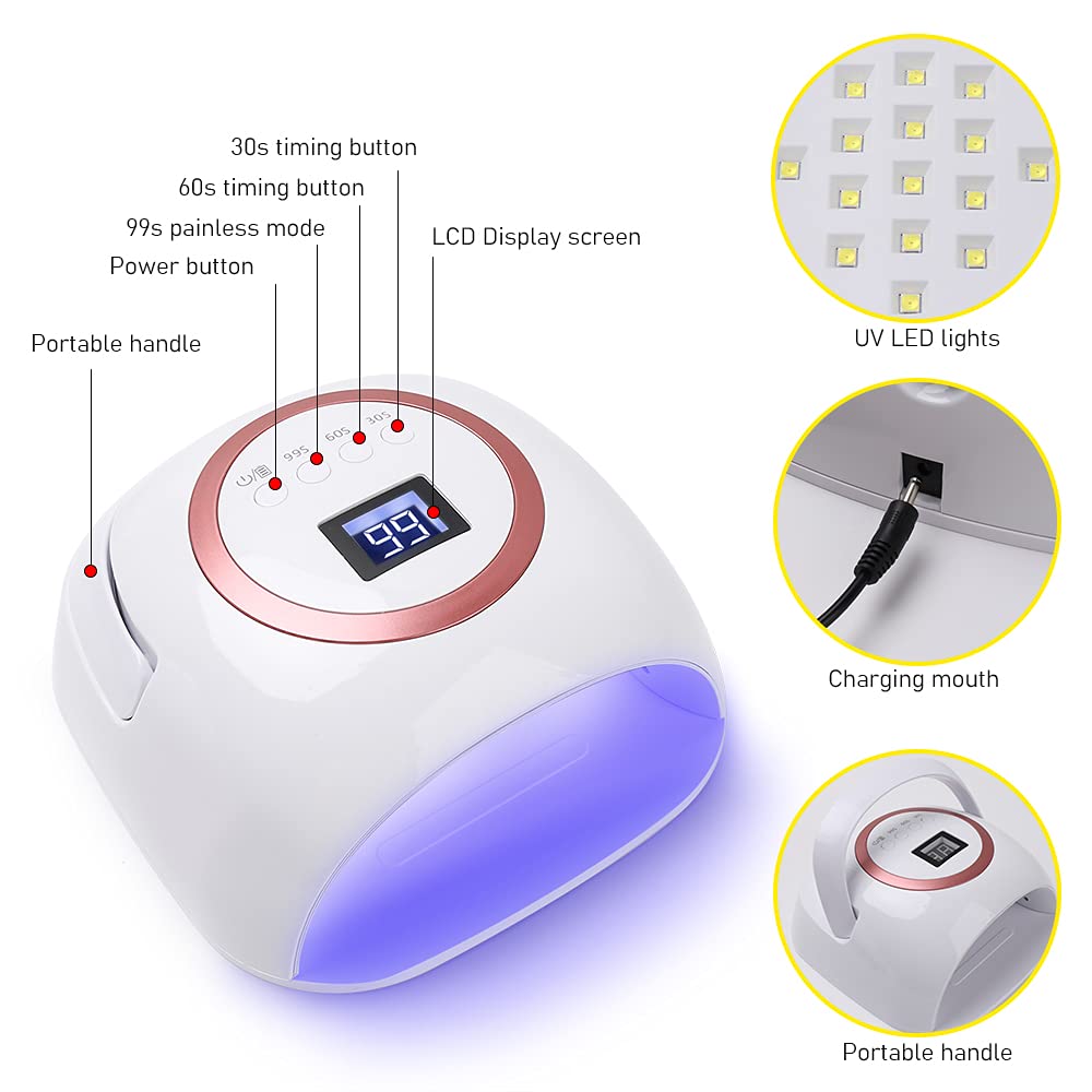 Nailshow 72W LED UV Nail Lamp - Wireless Portable Nail Dryer with Handle for Gel Polish Curing | Perfect for Home Manicures & Salon Nail Art