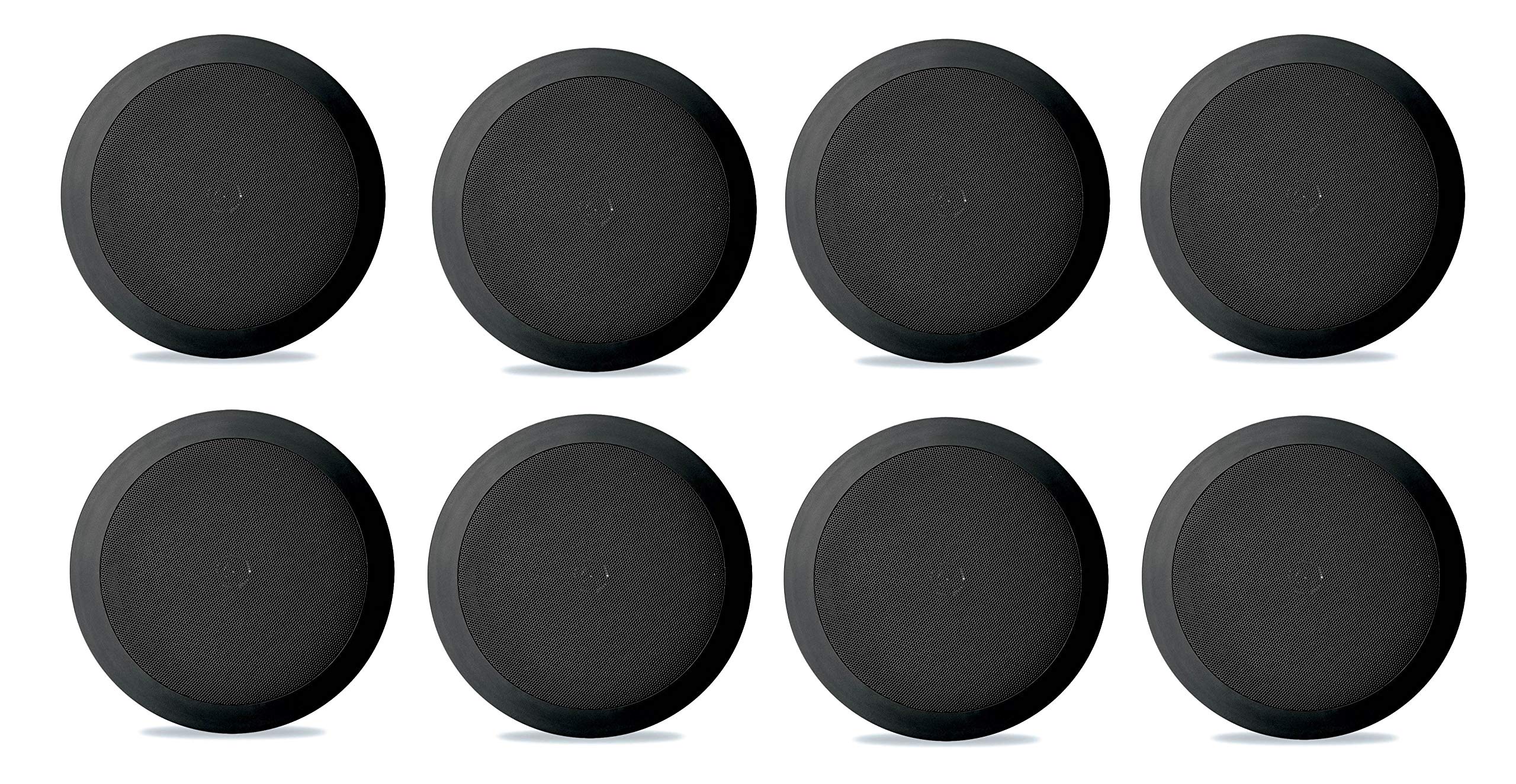 Pyle PDIC51RDBK 5.25 Inch 150 Watt Black In-Ceiling Flush Mount Speakers - Set of 8 - High Performance Audio for Home Theater, Background Music & Commercial Spaces