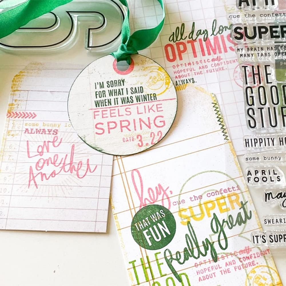 April Phrase Stamps for Card Making & DIY Scrapbooking - Spring-Themed Transparent Silicone Stamps for Paper Crafts, Arts & Handmade Projects - Perfect for Greeting Cards, Journals, and Spring Decorations