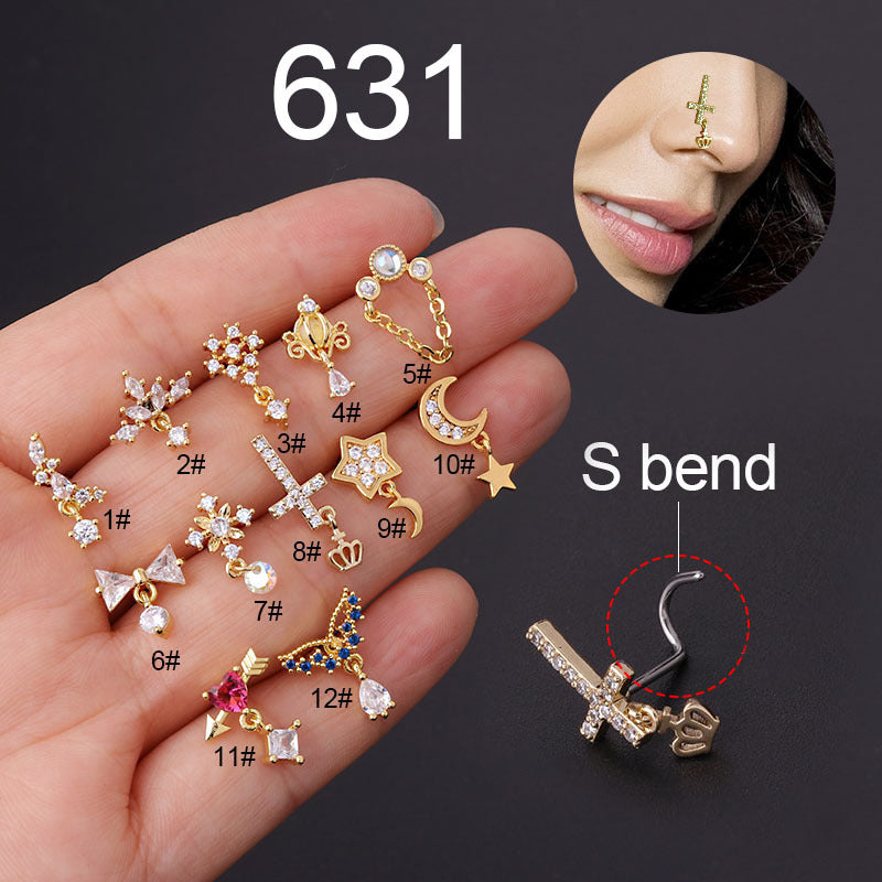 20G Cross Dangle Nose Stud - Hypoallergenic Surgical Steel Nose Ring for Women | Perfect for Everyday Wear, Parties & Special Occasions