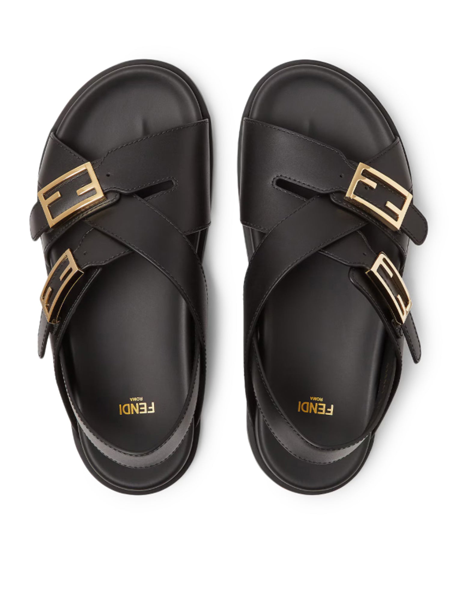 FENDI FEEL SANDALS for Women - Luxury Designer Leather Slide Sandals with FF Logo - Perfect for Summer, Beach, and Casual Outfits