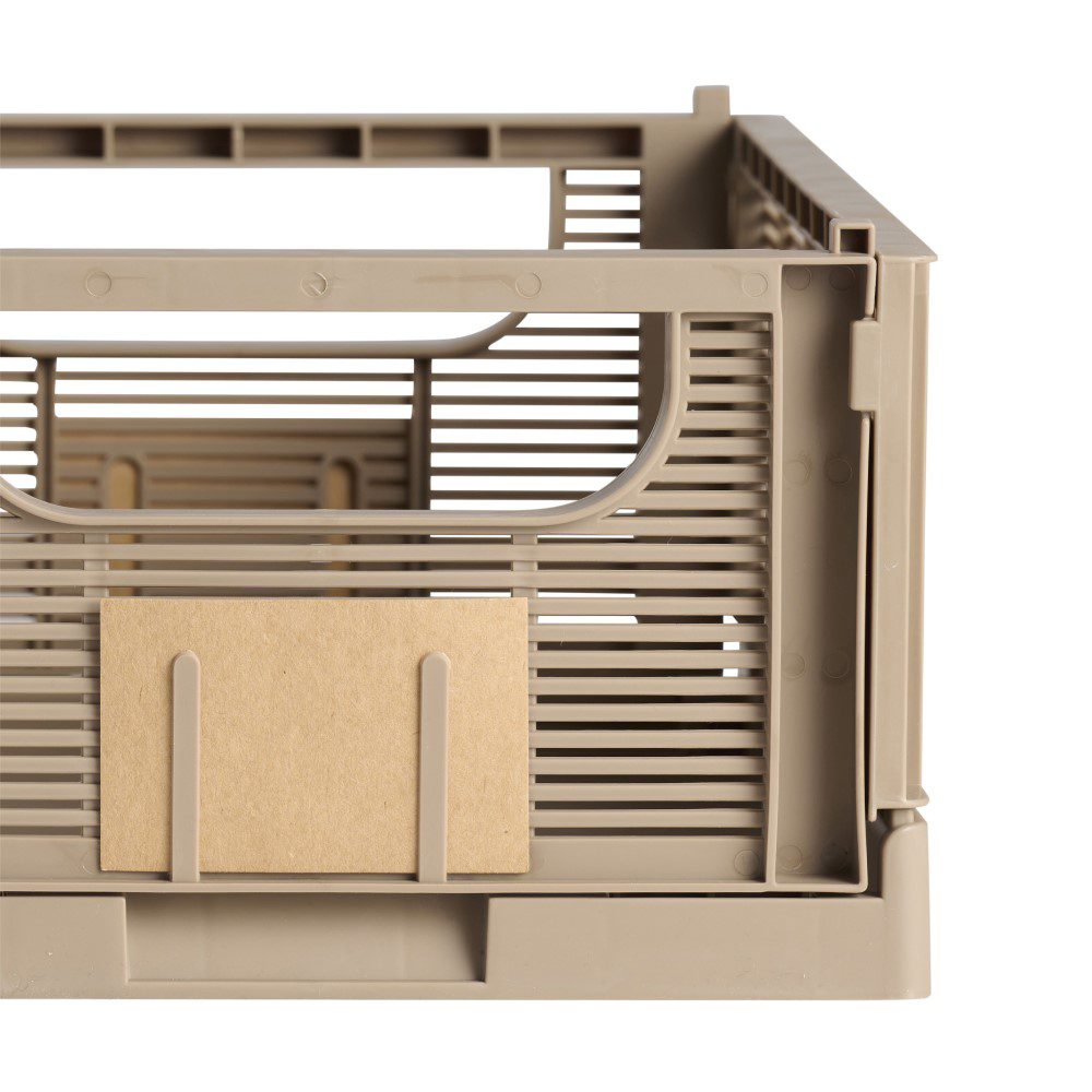 DESIGNSTUFF Linear Collapsible Storage Crate Set of 2 - Medium 33x25cm Taupe Foldable Organizer for Home, Office, Closet & Laundry Room Organization