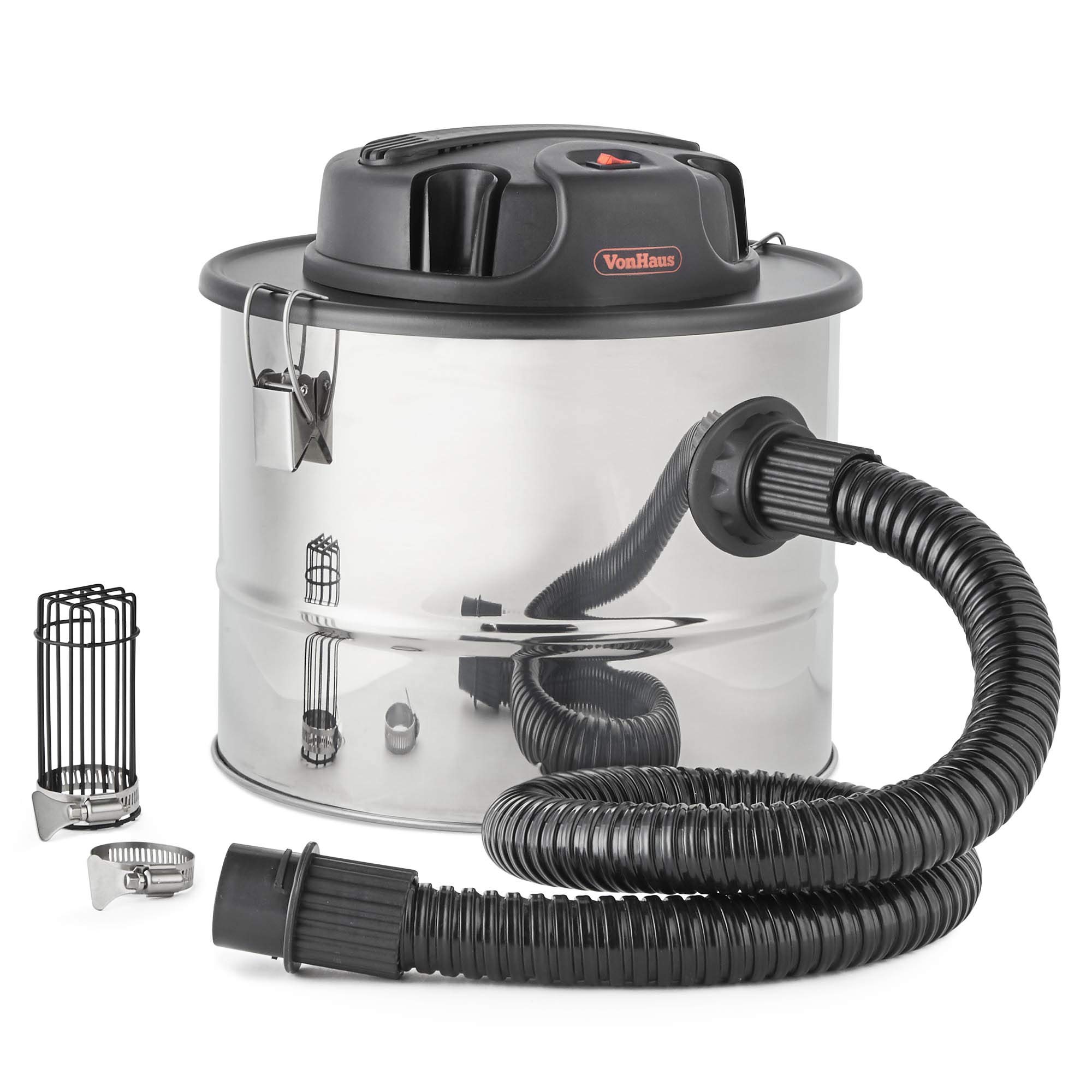 VonHaus 800W 15L Ash Vacuum Cleaner - Powerful Bagless Ash & Dust Collector for Fireplace, Grill, BBQ, Fire Pit, Stove - Ideal for Home, Workshop & Industrial Use - Perfect for Fireplace Cleaning, Chimney Maintenance & Outdoor Cooking Areas