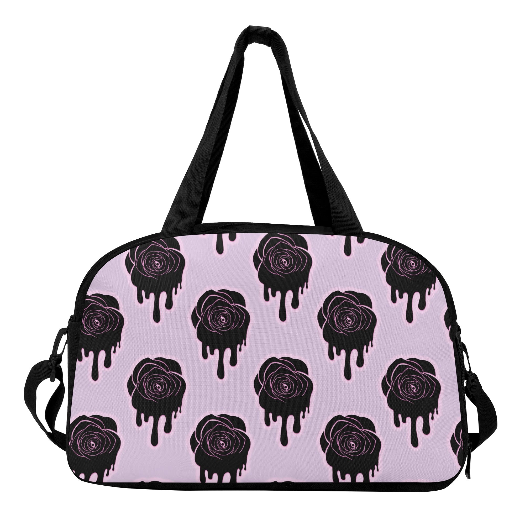 Stylish Black Roses Print Travel Luggage Bag - Durable Carry-On Suitcase for Women & Men, Perfect for Airplane Trips & Weekend Getaways