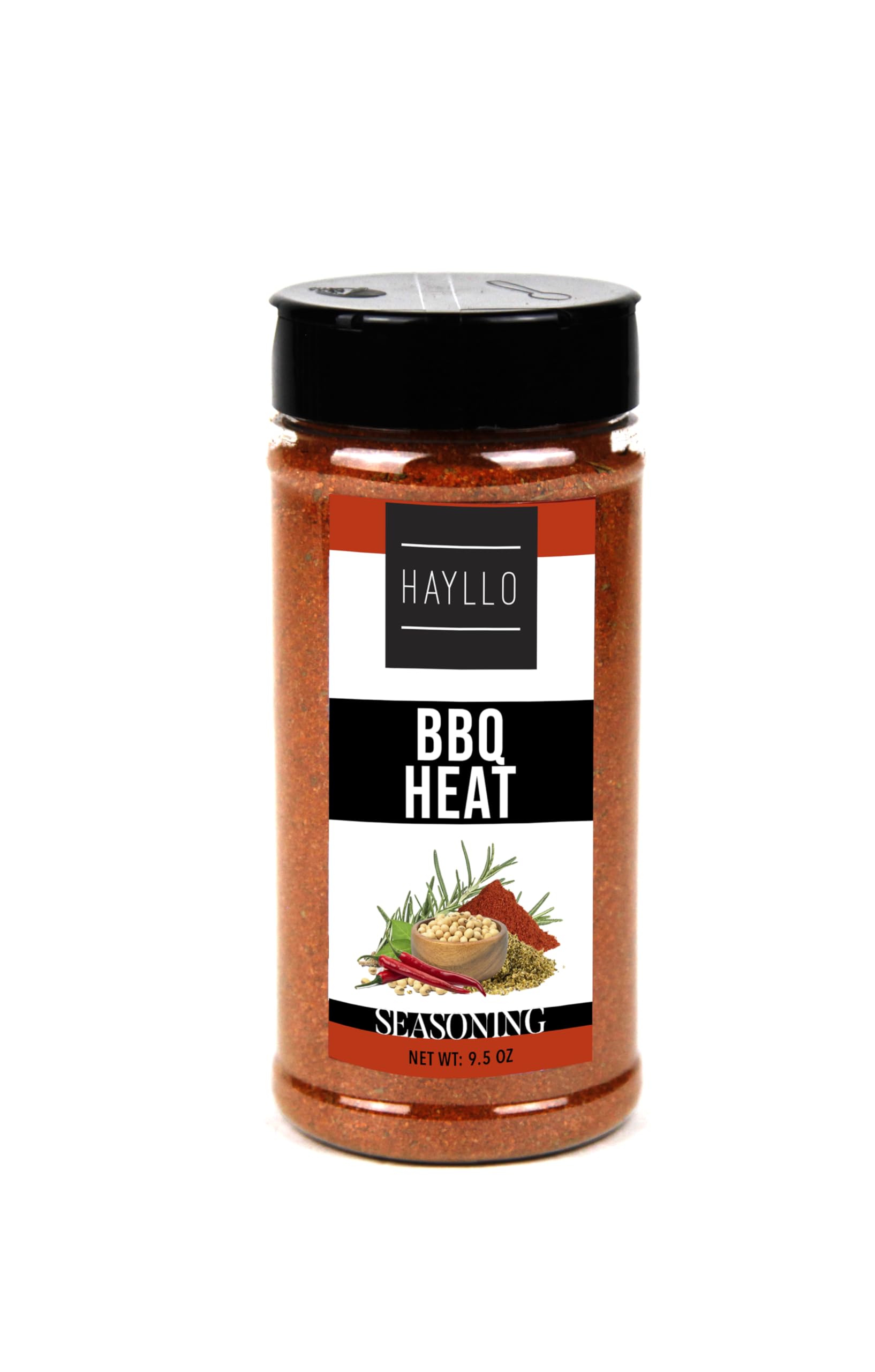 Hayllo BBQ HEAT Mix Seasoning - Spicy Non-GMO Gluten-Free BBQ Powder (9.5oz) - Perfect for Grilling, Smoking & Roasting Meats