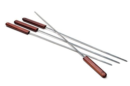 Premium Stainless Steel Skewers Set of 4 - 12 Inch Metal Kabob Sticks for Grilling BBQ, Shish Kebabs, Vegetables & Meat - Perfect for Outdoor Cooking, Camping & Backyard Parties