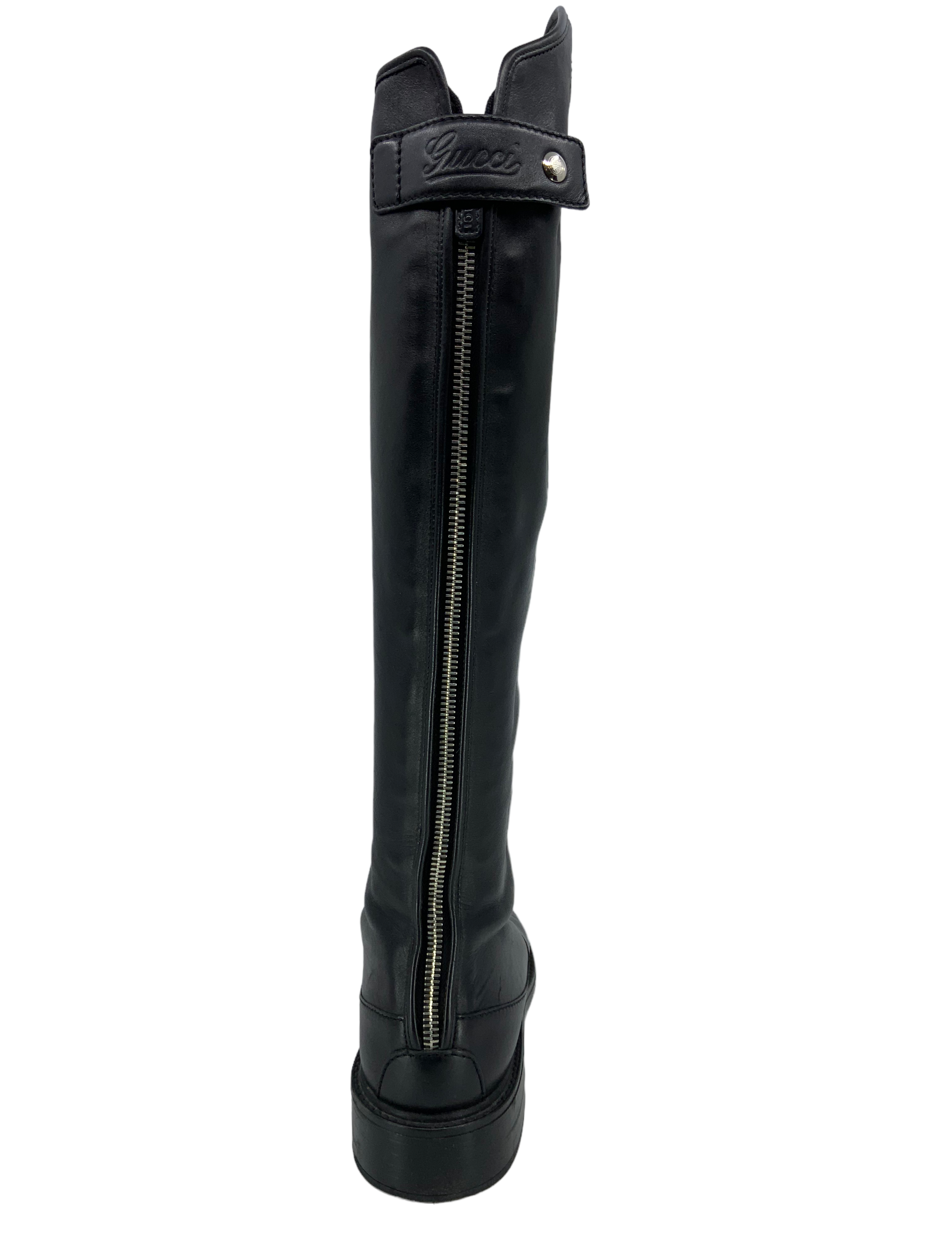 Authentic GUCCI Leather Knee High Boots Women's Size 8.5 - Luxury Fashion Boots for Fall & Winter, Perfect for Office, Party & Evening Outfits