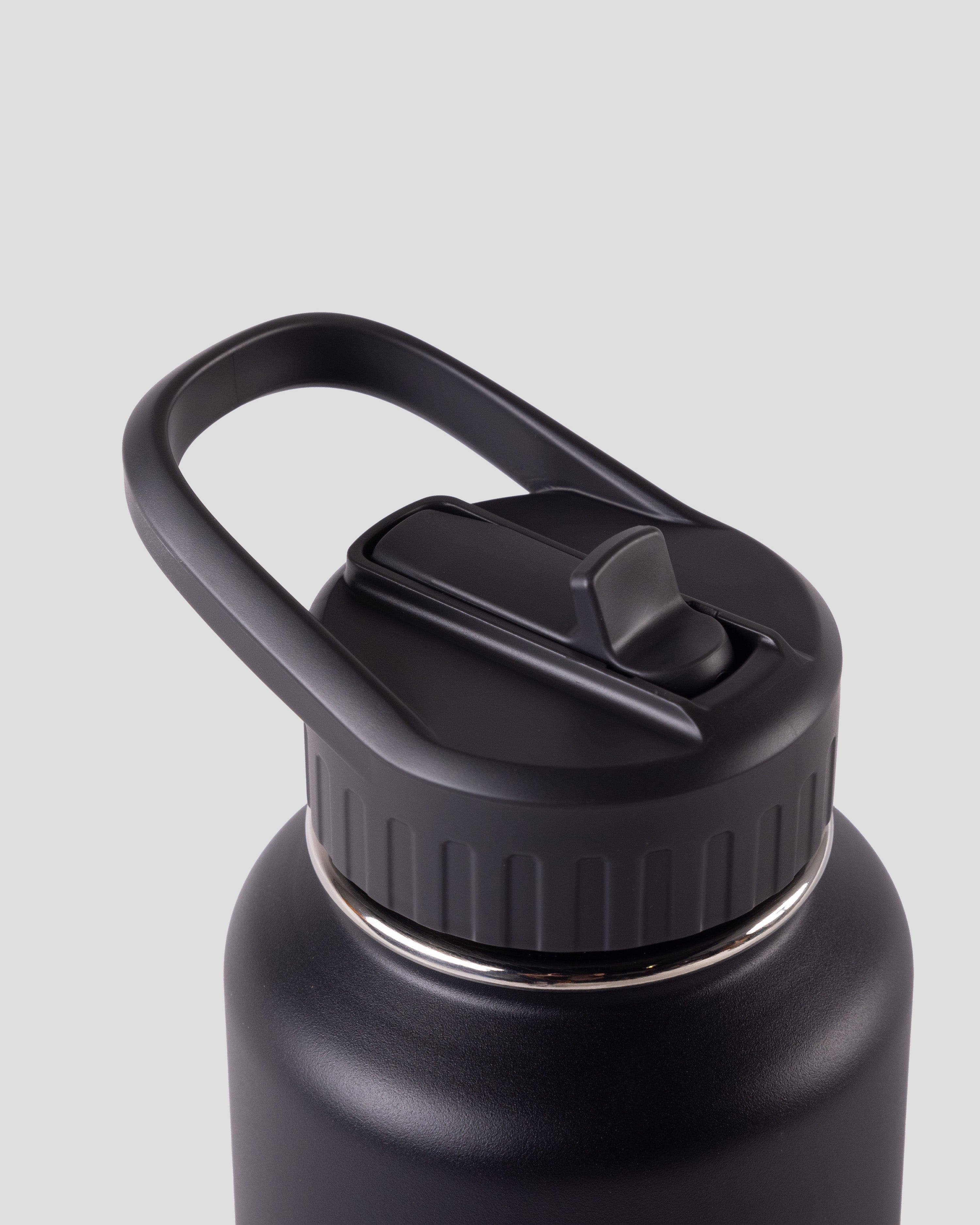 Insulated Stainless Steel Water Bottle with Straw Lid - 32oz (950ml) - Black Stingray Design - Perfect for Gym, Hiking & Outdoor Activities