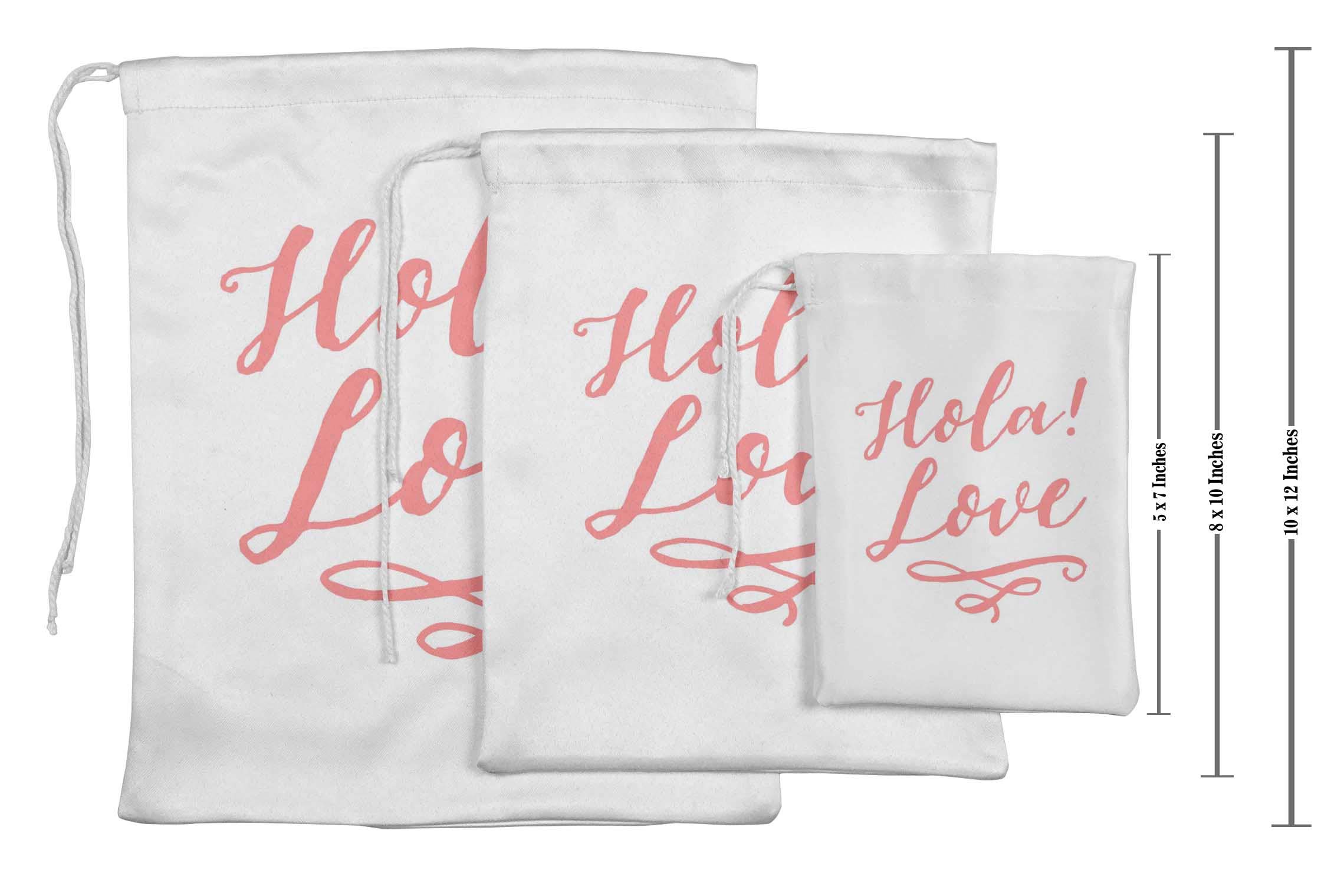 White Hola Love Wedding Favor Bags - 15-Piece Set for Party Supplies & Gift Pouches | Perfect for Bridal Showers, Receptions & Anniversary Celebrations