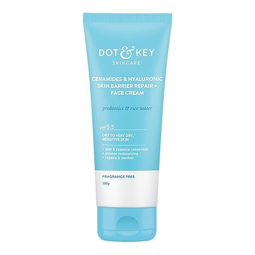 Ceramides Moisturizing Cream with Hyaluronic Acid & Probiotics | Hydrating Face Cream for Dry & Sensitive Skin | Barrier Repair Treatment with Rice Water Extract | Unisex Skincare for Men & Women | 100g | Perfect for Night Routine & Post-Workout Hydration