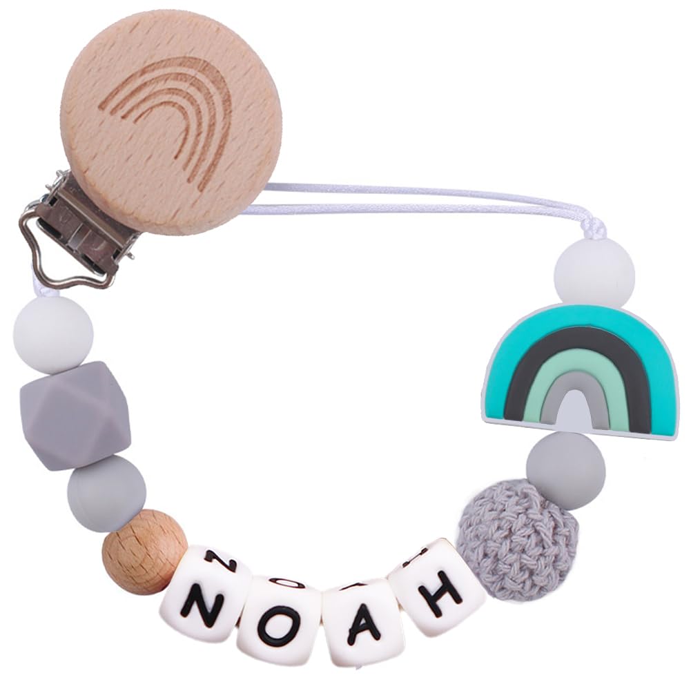 **Personalized Pacifier Clip with Name - Custom Baby Pacifier Holder for Newborns & Infants - Perfect Baby Shower Gift (Grey) - Keep Pacifiers Clean & Secure On-the-Go**
