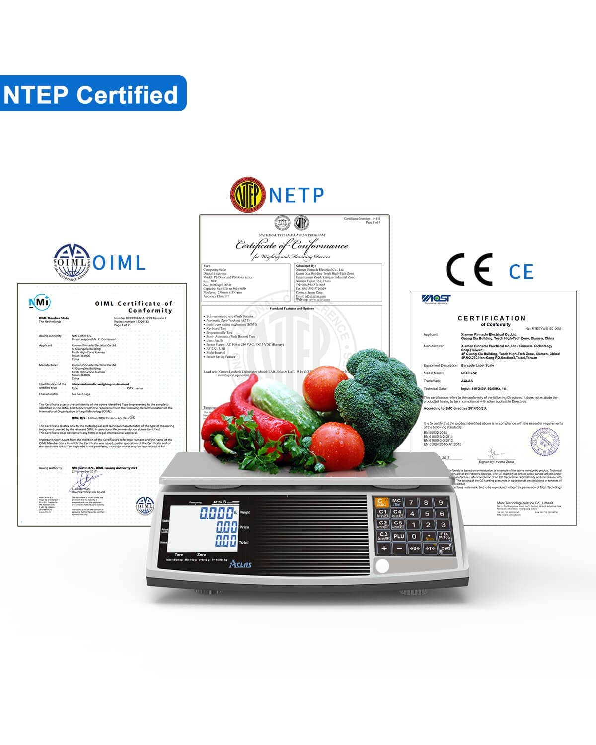 Digital Commercial Price Computing Scale PS6 - NTEP Certified Class III, 60lb Capacity for Food, Meat, Fruit (Battery Included) - Perfect for Grocery Stores, Butcher Shops & Farmers Markets