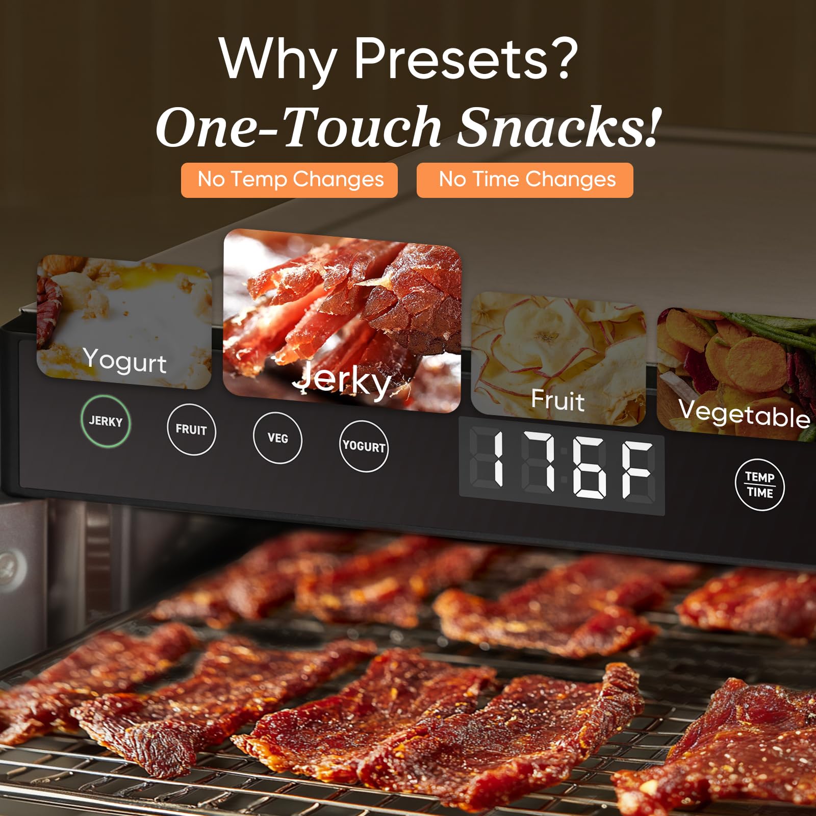 COSORI Food Dehydrator Machine for Jerky, Meat, Fruit & Veggies - 5 Stainless Steel Trays, 176°F Precise Temp Control, 4 Presets & 48H Timer - Perfect for Homemade Dog Treats, Healthy Snacks & Food Preservation (Includes Recipe Book) - Ideal for Home Kitchen, Camping & Meal Prep