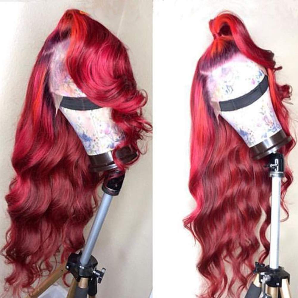 13x6 Deep Part Lace Front Wig 16 Inch - 130% Density Brazilian Human Hair with Baby Hair | Red Body Wave Lace Front Wigs for African American Women | Perfect for Daily Wear, Parties & Special Occasions