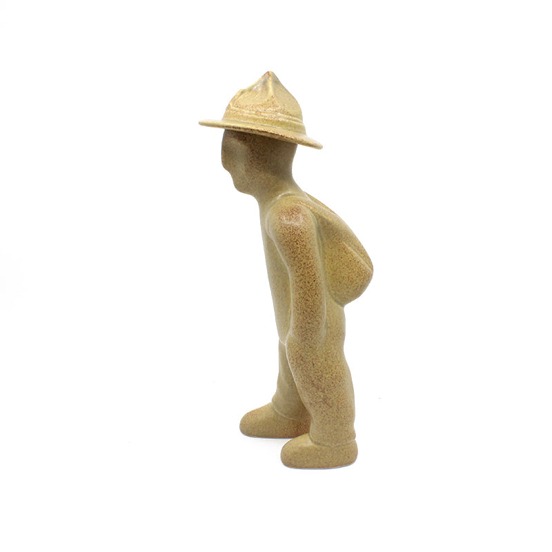 Ceramic Soldier Figurine with Lemon Squeezer Hat - Handcrafted Collectible by Bob Steiner - Perfect for Kitchen Decor, Novelty Gift, and Art Display