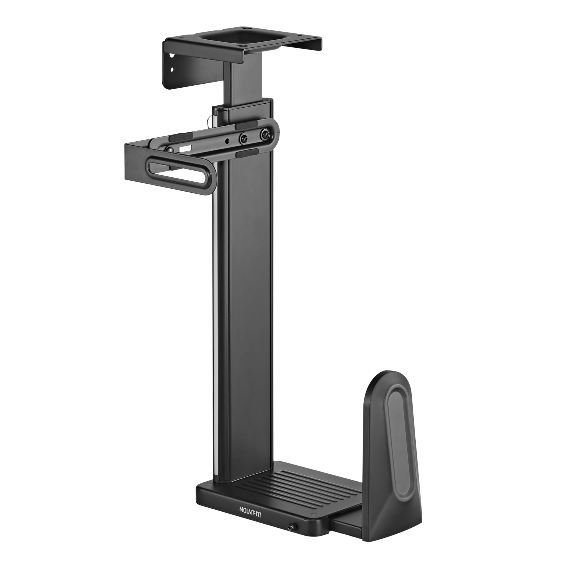 Mount-It! Heavy Duty Under Desk CPU Mount Bracket - Adjustable Height & Width Computer Tower Holder for Wall or Desk Installation - Supports Up to 44 lbs - Black | Perfect for Home Office, Gaming PC & Workspace Organization