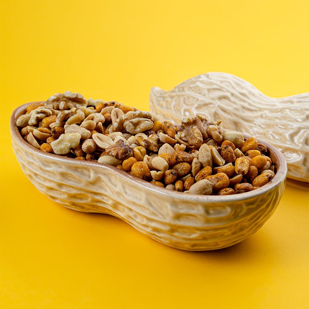 Peanut-Shaped Snack Bowl - 20 x 12 cm Brown Nut Serving Dish | Unique Snack Container for Parties, Movie Nights & Home Decor