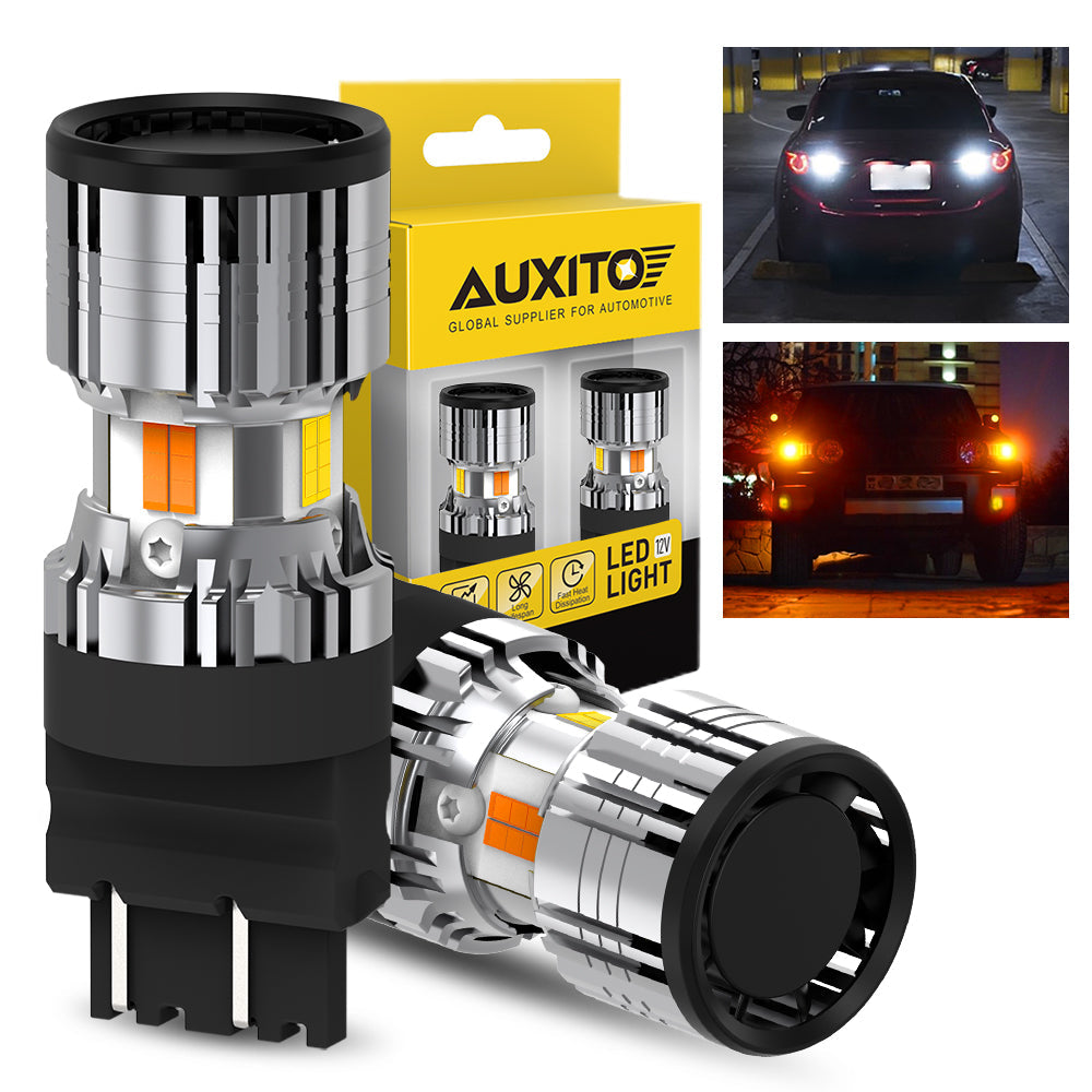 AUXITO 3157 LED Bulbs - CANBUS Switchback Dual Color Amber/White, 3057 3457 4157 Compatible, Anti Hyper Flash with Built-in Resistor, Error Free Turn Signal & DRL/Parking Lights - Perfect for Cars, Trucks, SUVs and Motorcycles