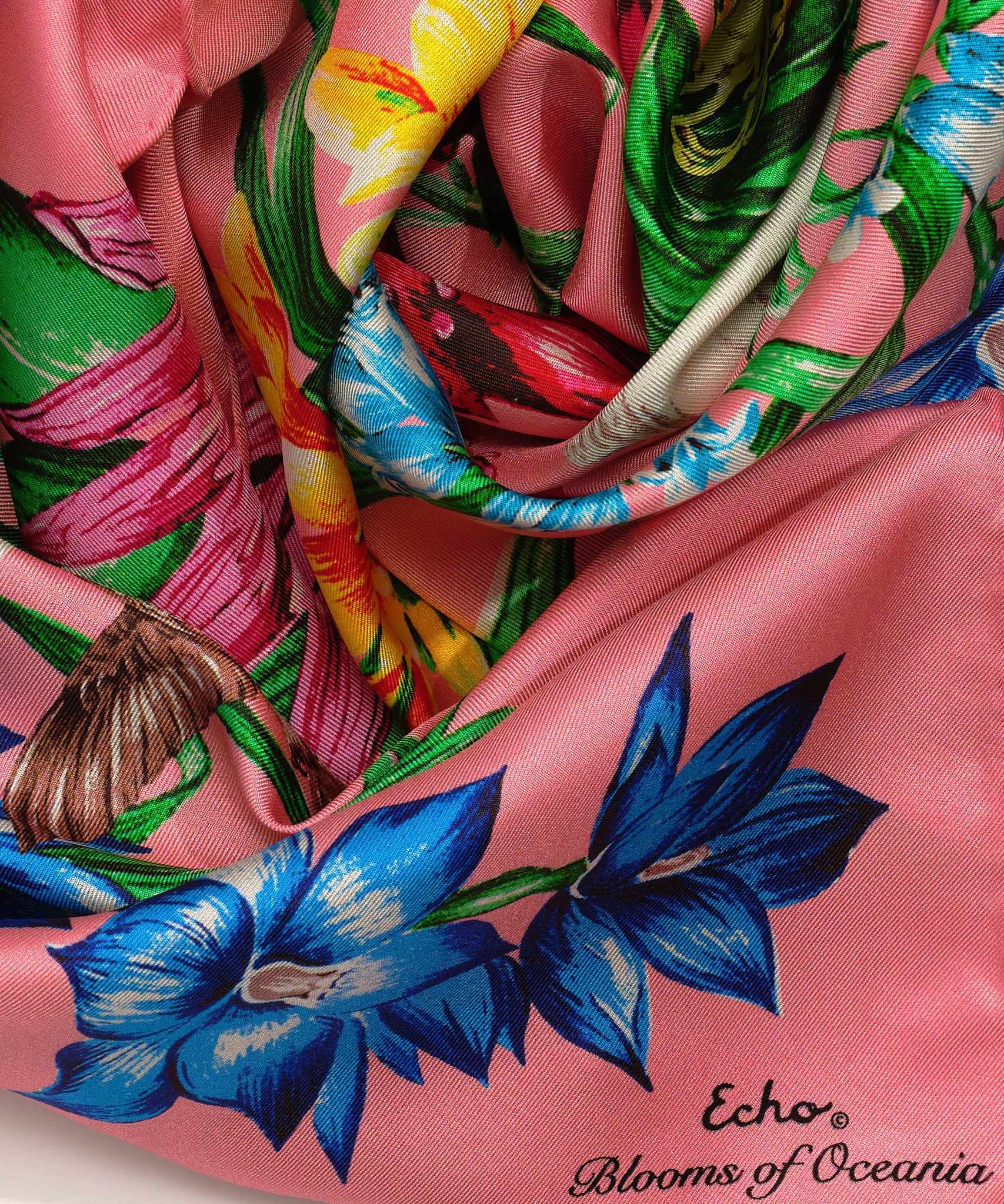 Blooms Of Oceania 35 Silk Square Scarf - Elegant Floral Print Fashion Accessory for Women, Perfect for Parties, Weddings & Office Wear