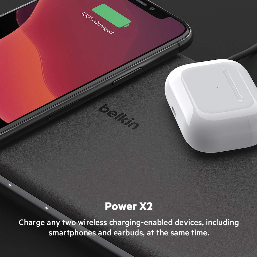 Belkin TrueFreedom Pro 10W Qi-Certified Wireless Charging Pad - Fast Wireless Charger for iPhone 15/14/13, Samsung Galaxy S23/S22, AirPods Pro & Qi-Enabled Devices - Universal Charging Station for Home, Office & Nightstand - Sleek Black Design