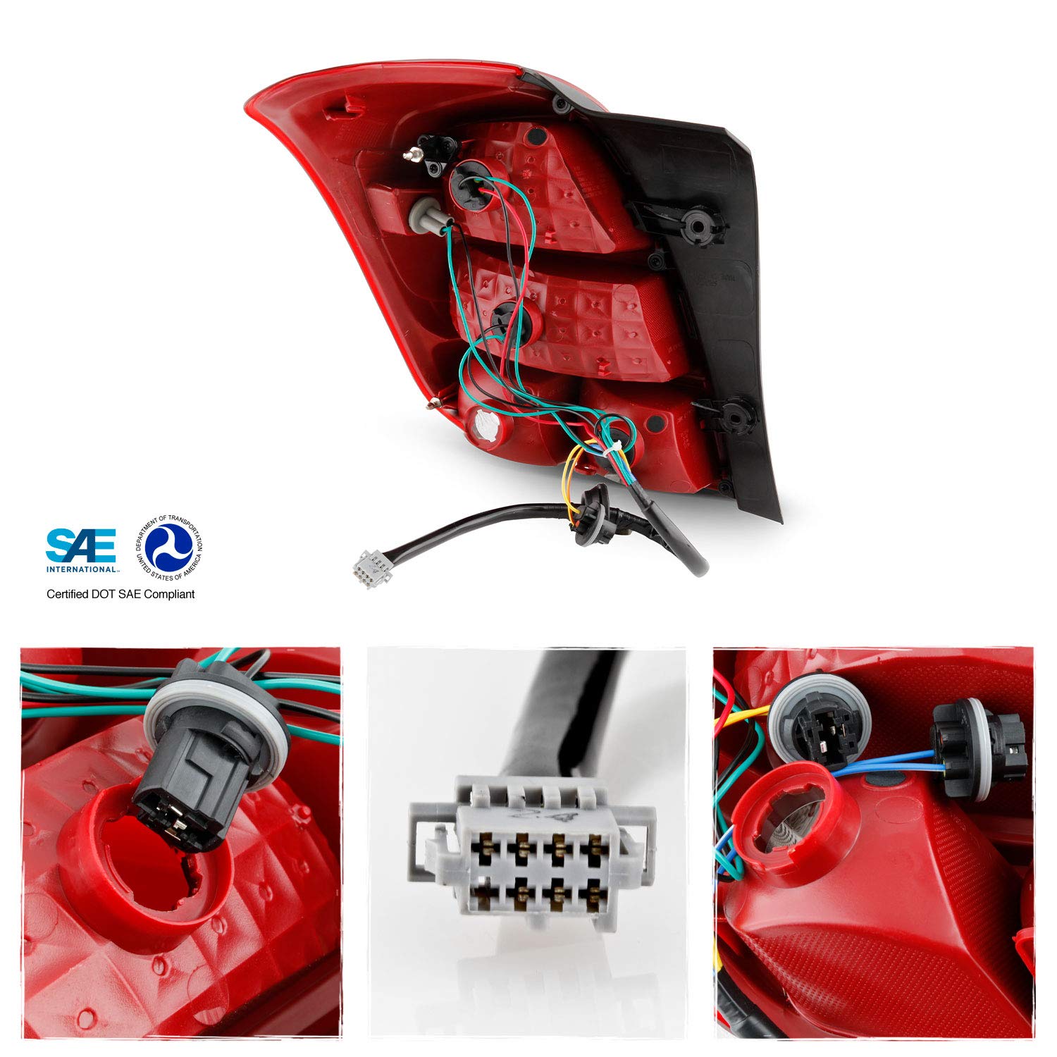 AKKON Red Lens Tail Brake Lights Pair for 2013-2019 Chevy Trax LS (Halogen Type) - Driver & Passenger Side Replacement - Enhances Safety & Style for Night Driving and Car Customization