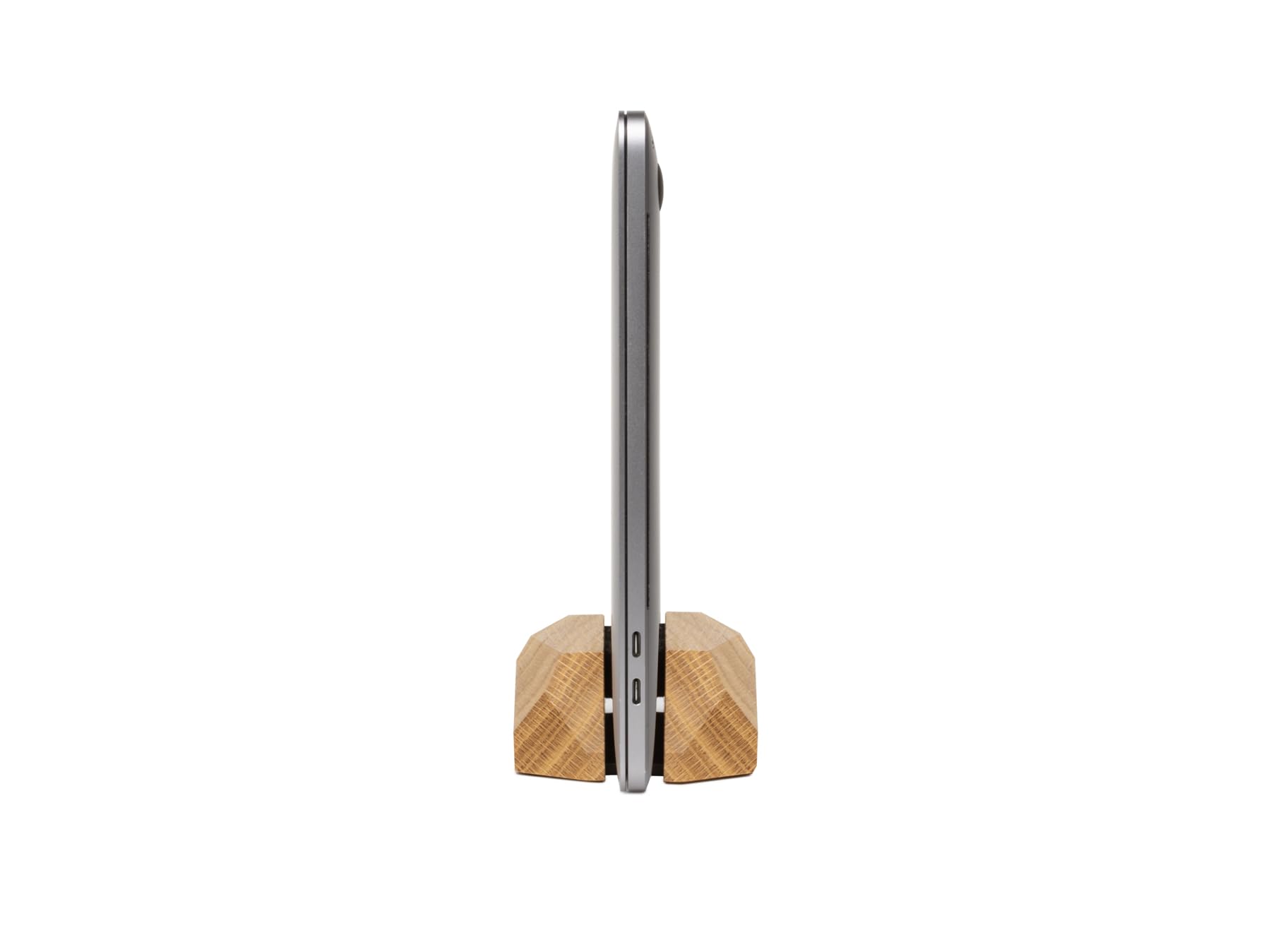 Premium Oak Wood Vertical Laptop Stand - Adjustable Wooden Desktop Dock for MacBook Pro/Air, iPad & All Laptops | Handcrafted Computer Holder | Perfect for Home Office, Workspace & Minimalist Desk Setup
