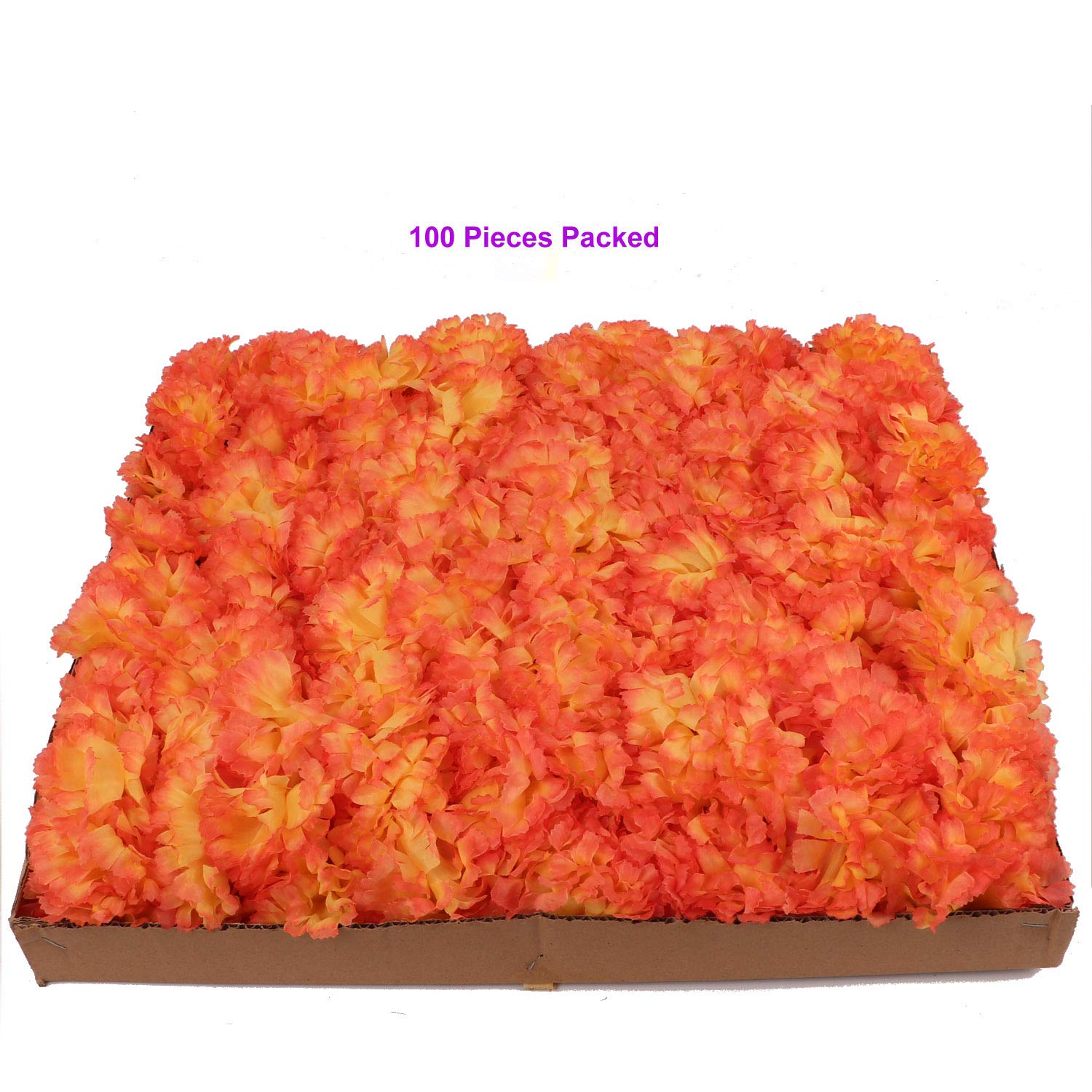 500 Pcs Orange Silk Carnation Picks - Bulk Artificial Flowers for Wedding Decorations, Bridal Bouquets, Centerpieces & Home Floral Arrangements