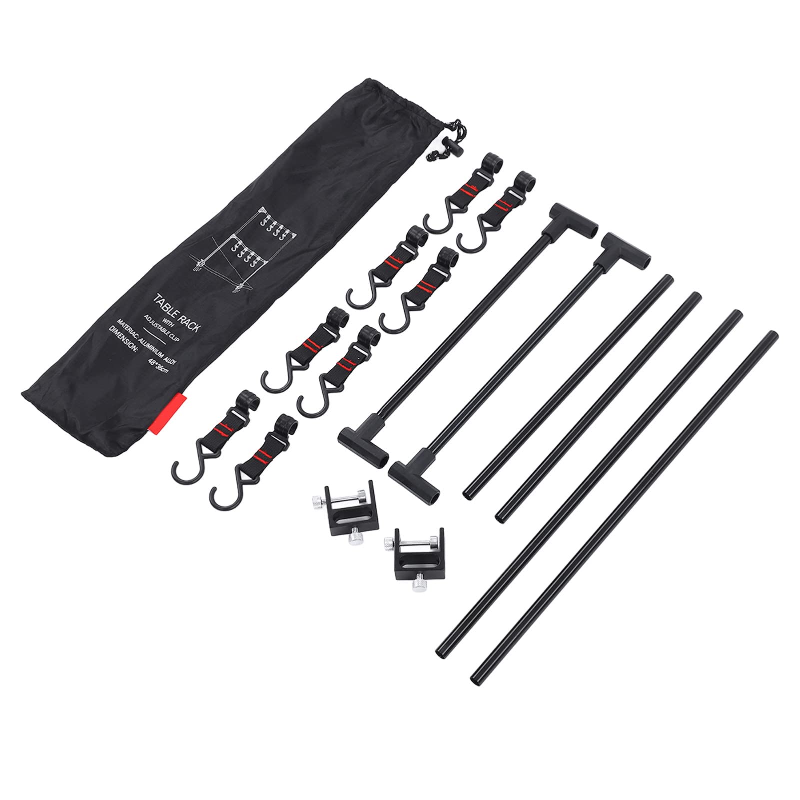 BALITY Portable Outdoor Desktop Shelf with Movable Hooks - Ultralight Foldable Table for Camping, Hiking, Picnic & Travel - Perfect for Outdoor Dining, Workspace & Small Gatherings