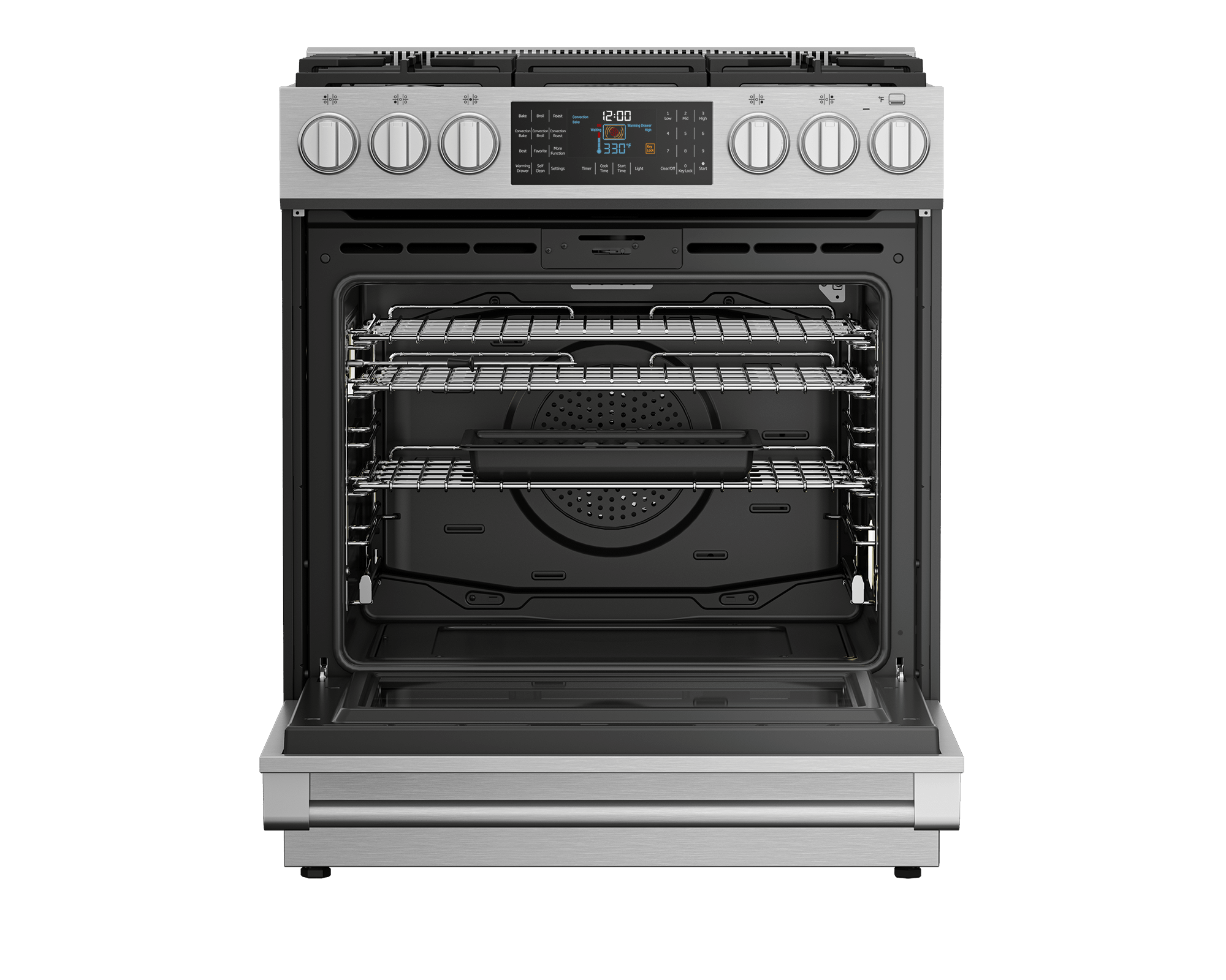 Beko SLDF30542SS 30 Inch Stainless Steel Slide-In Dual Fuel Range - Professional Gas & Electric Oven for Home Cooking and Baking