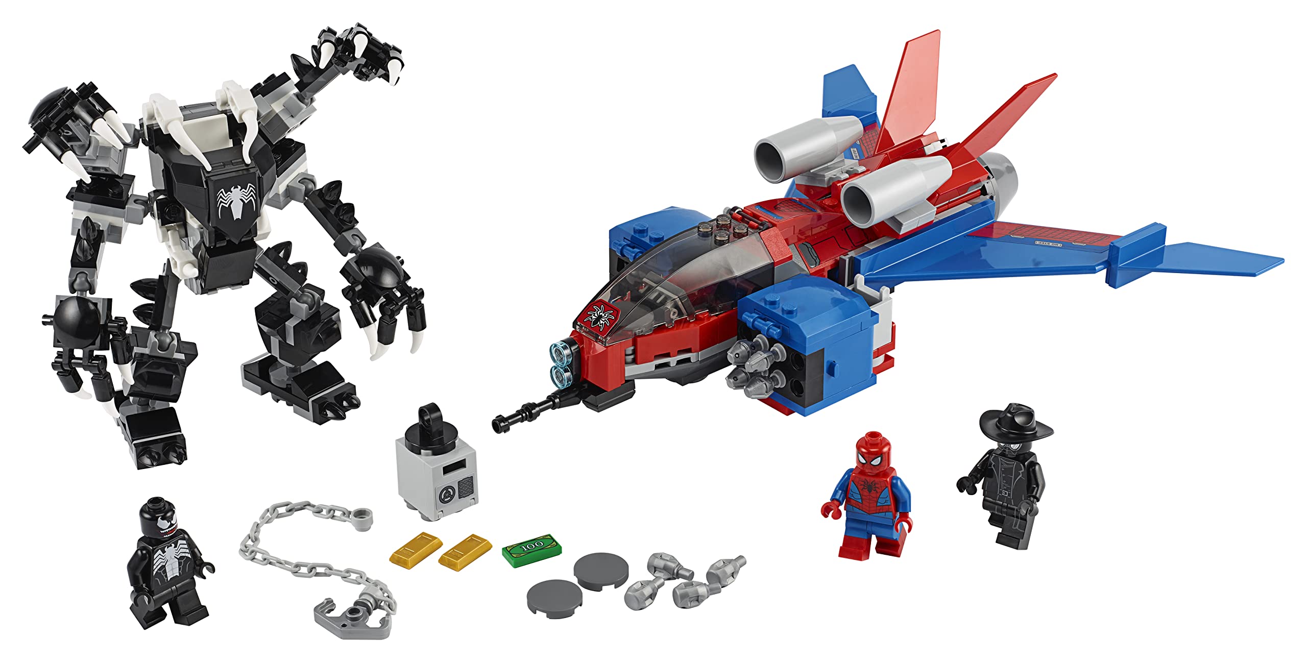 LEGO 76150 Super Heroes Spider-Man Venom Robotic Armor vs. Arachno Jet Building Set – Marvel Action-Packed Play for Kids & Collectors