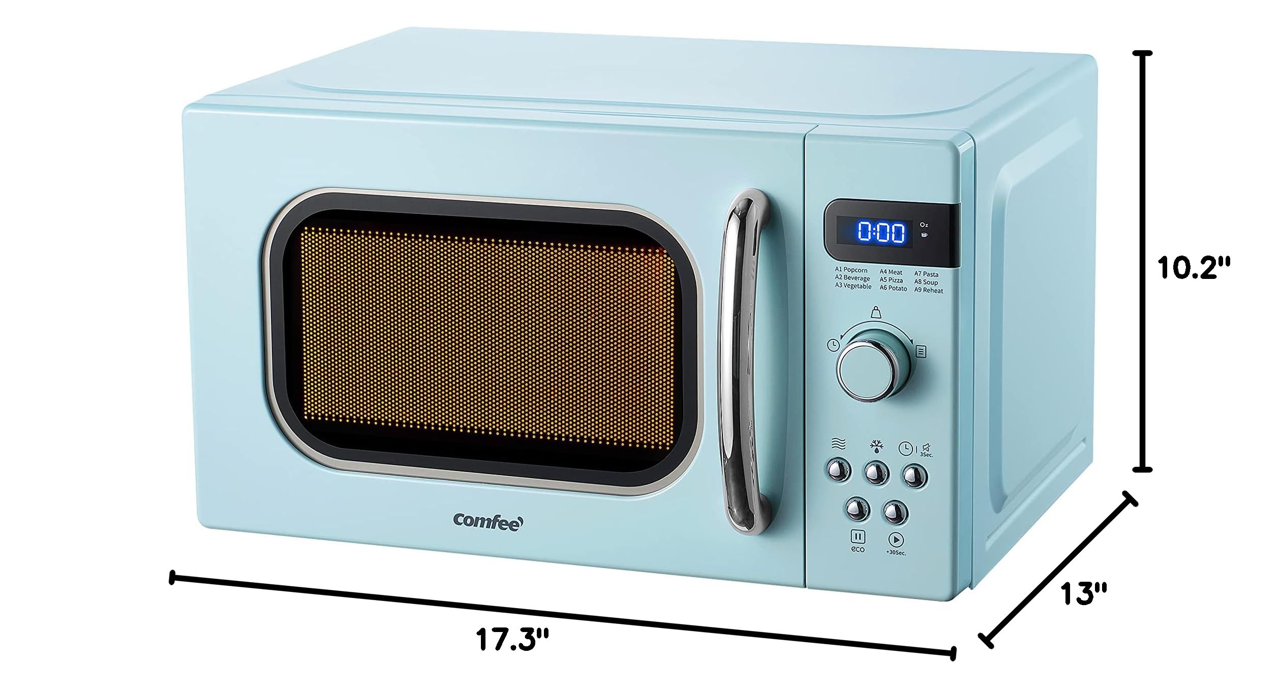 COMFEE' Retro Small Microwave Oven 0.7 Cu Ft - Compact 700W Countertop Microwave with 9 Preset Menus, Position-Memory Turntable & Mute Function - Perfect for Dorms, Apartments & Small Kitchens - AM720C2RA-G in Green