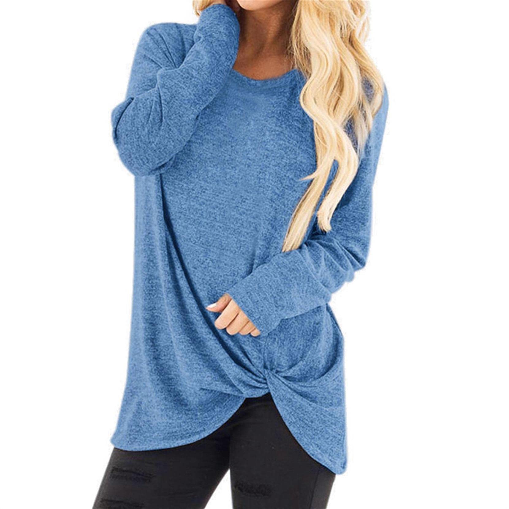 Women's Casual Solid Color Twist Knot T-Shirt & Tunic Top - Stylish Blouse for Everyday Wear, Work & Weekend Outfits