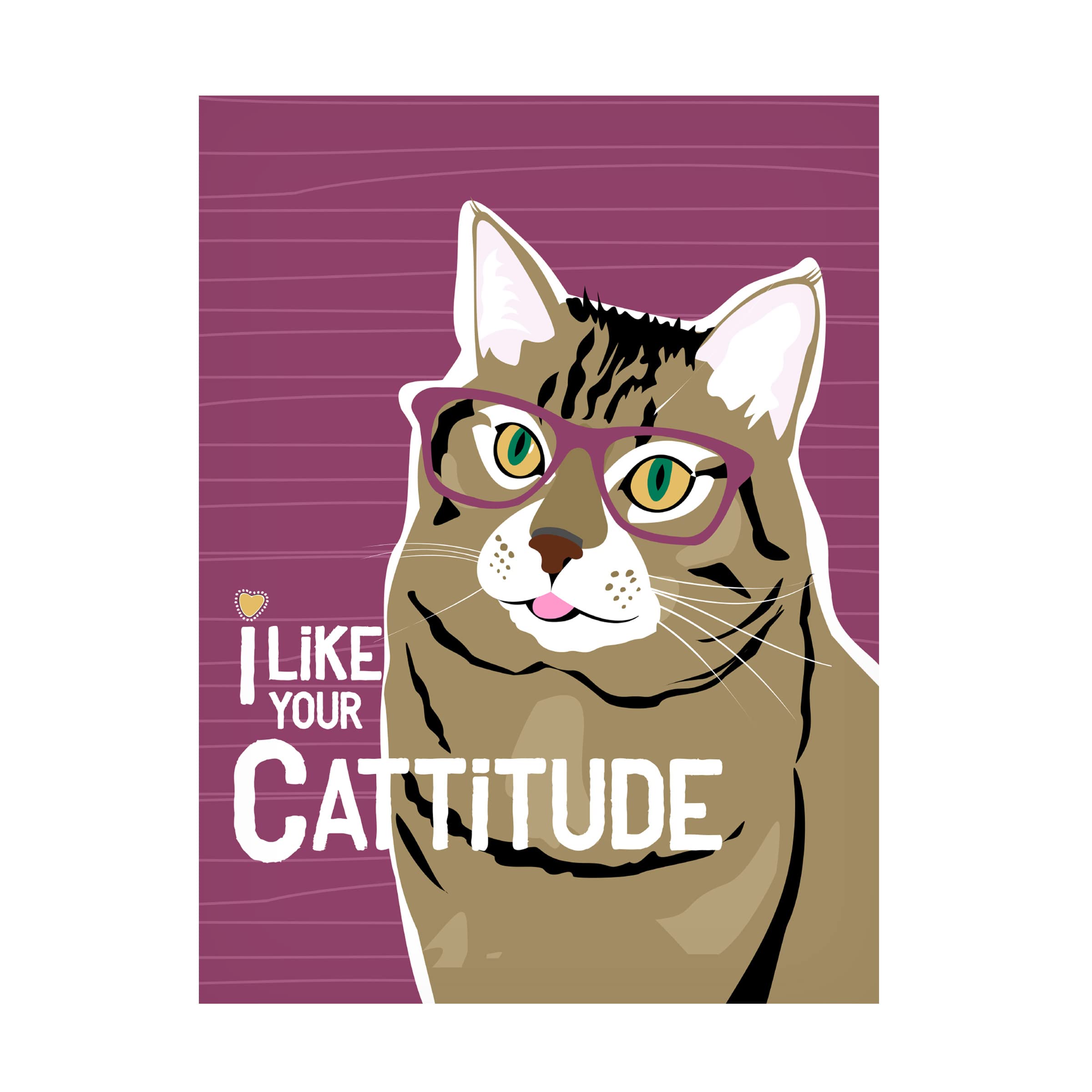 Trademark Fine Art 'I Like Your Cattitude' Canvas Wall Art by Ginger Oliphant - Funny Cat Painting for Living Room, Bedroom & Office Decor