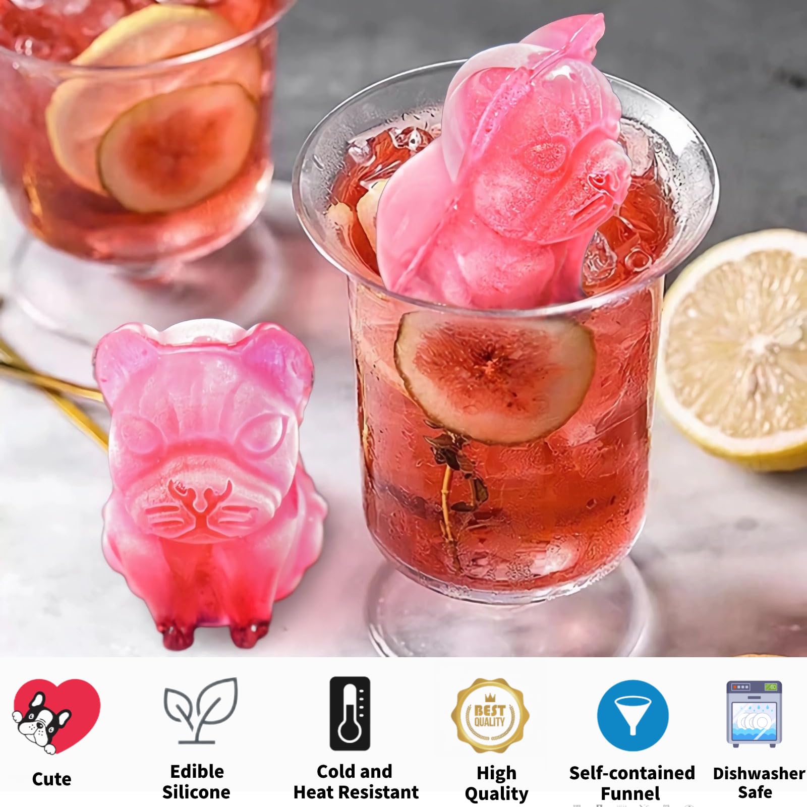 3D Silicone Ice Cube Trays - Easy Release Big Ice Molds for Whiskey, Cocktails & Bourbon | Perfect for Game Day & Gifts | Dishwasher Safe | Party, Home Bar & Drink Decorations