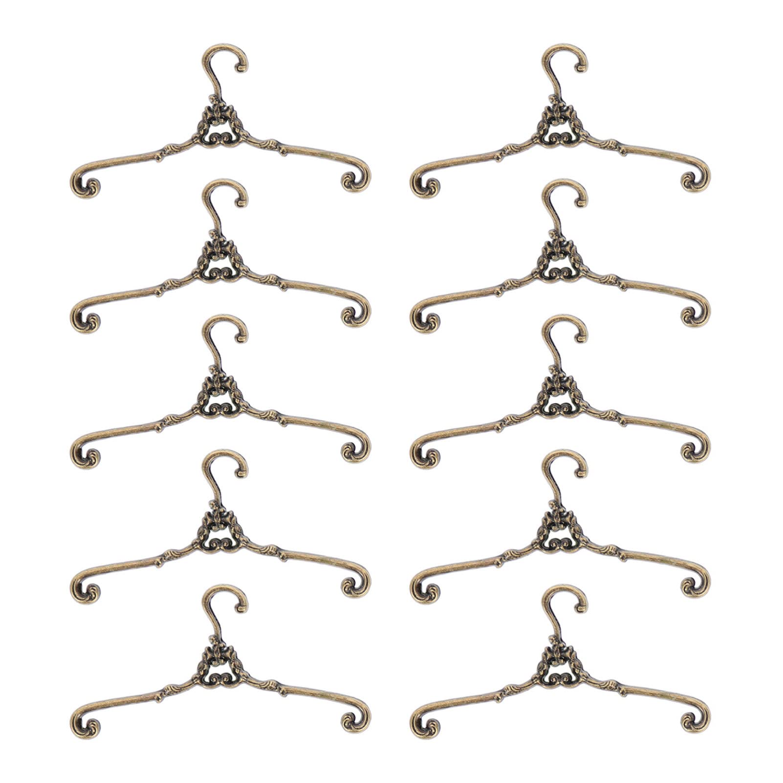 Toyvian 10-Pack Mini Metal Baby Clothes Hangers - 1:12 Scale Doll Clothes Hanger Set for Dollhouse Furniture & Vintage Display - Perfect for Doll Accessories, Baby Closet Organization & Miniature Room Decor